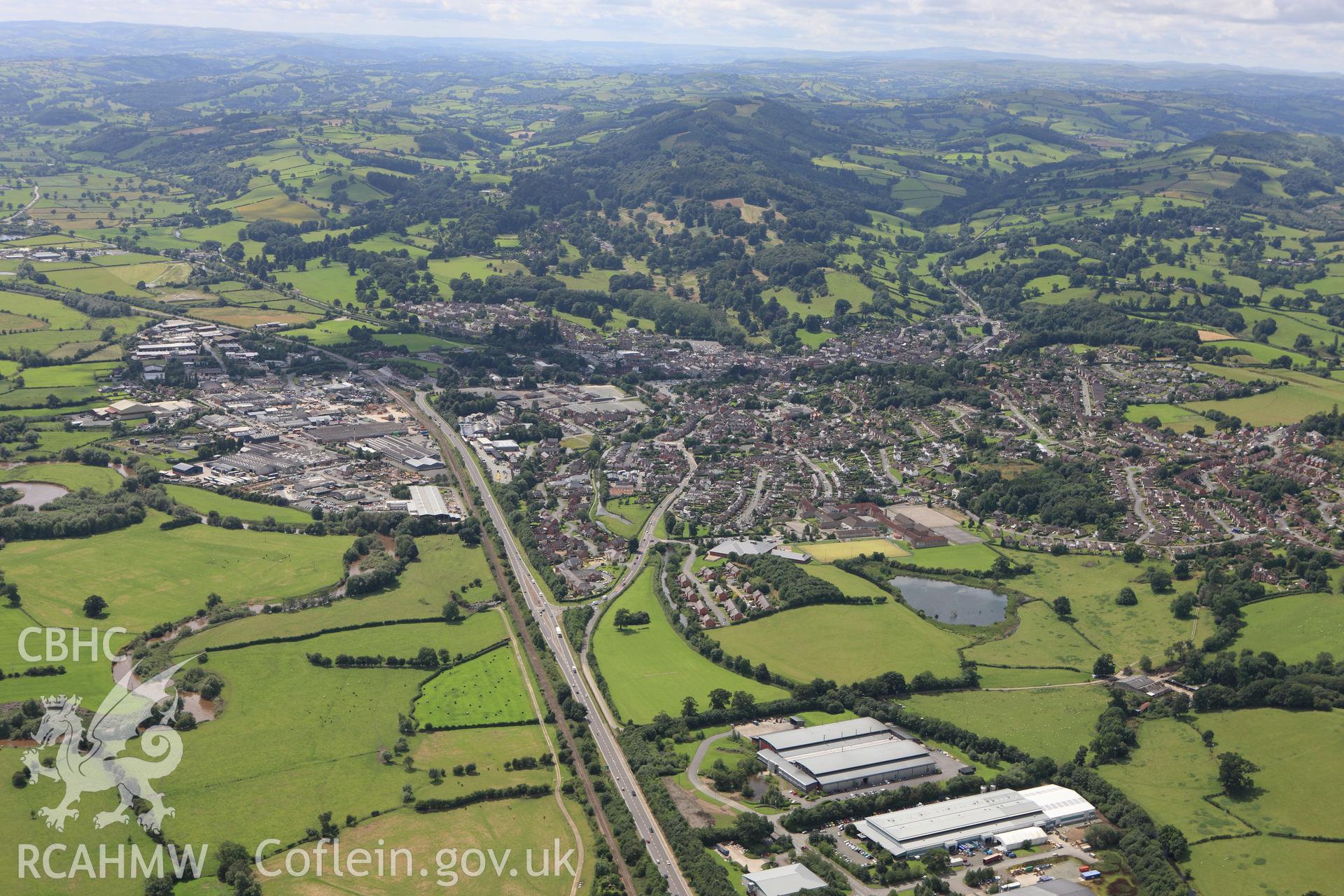 RCAHMW colour oblique aerial photograph of Welshpool. Taken on 30 July 2009 by Toby Driver