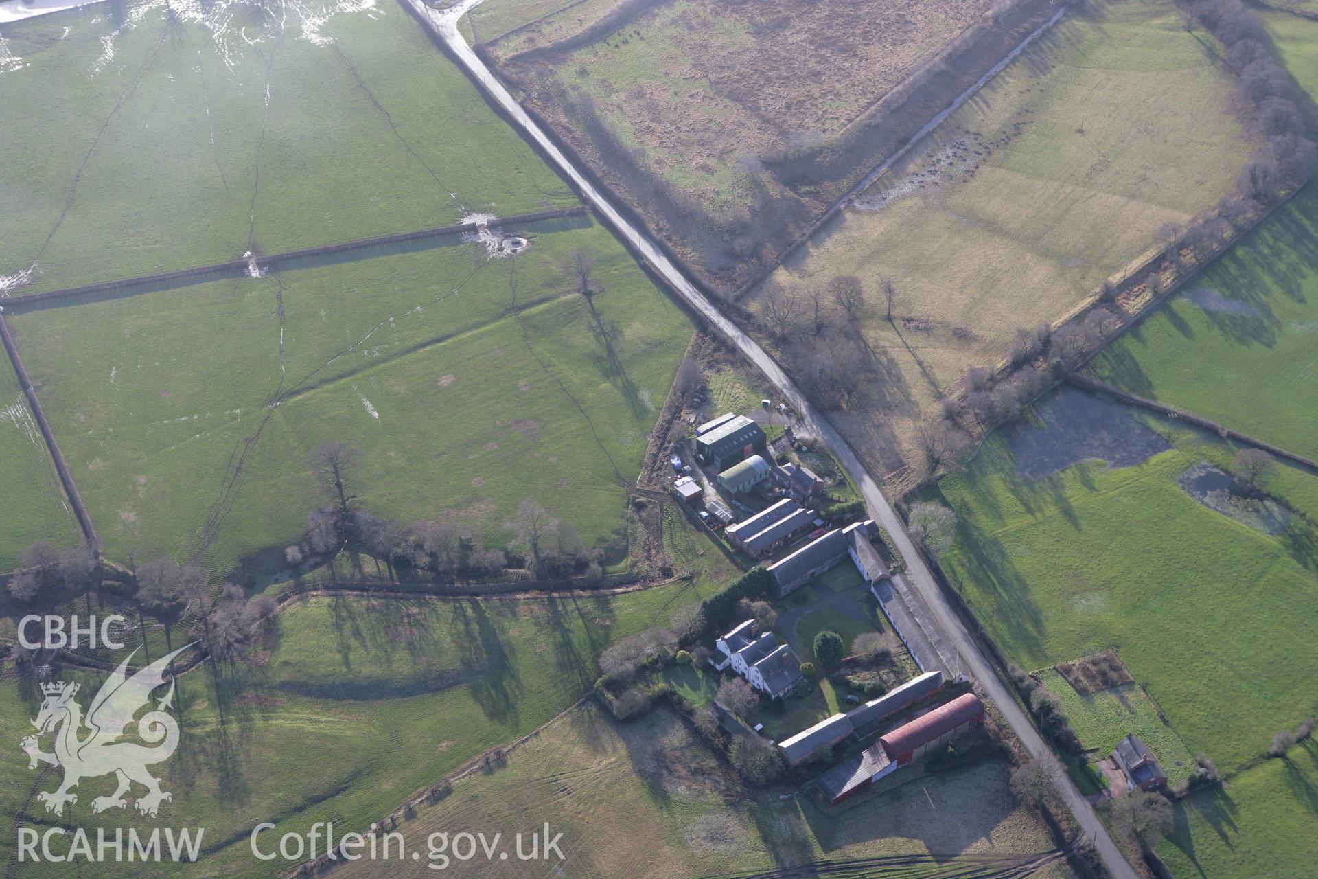 RCAHMW colour oblique photograph of Fenn's Old Hall, Bronington. Taken by Toby Driver on 21/01/2009.