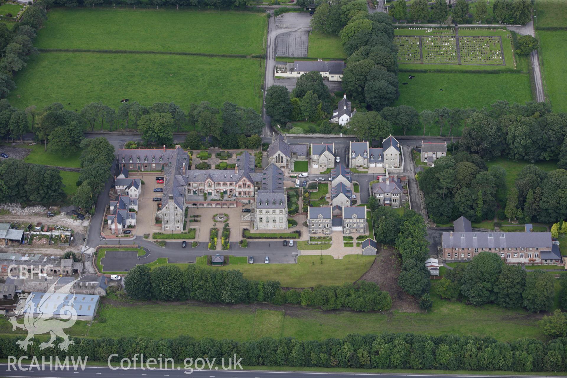 RCAHMW colour oblique aerial photograph of St Clare's Convent. Taken on 30 July 2009 by Toby Driver