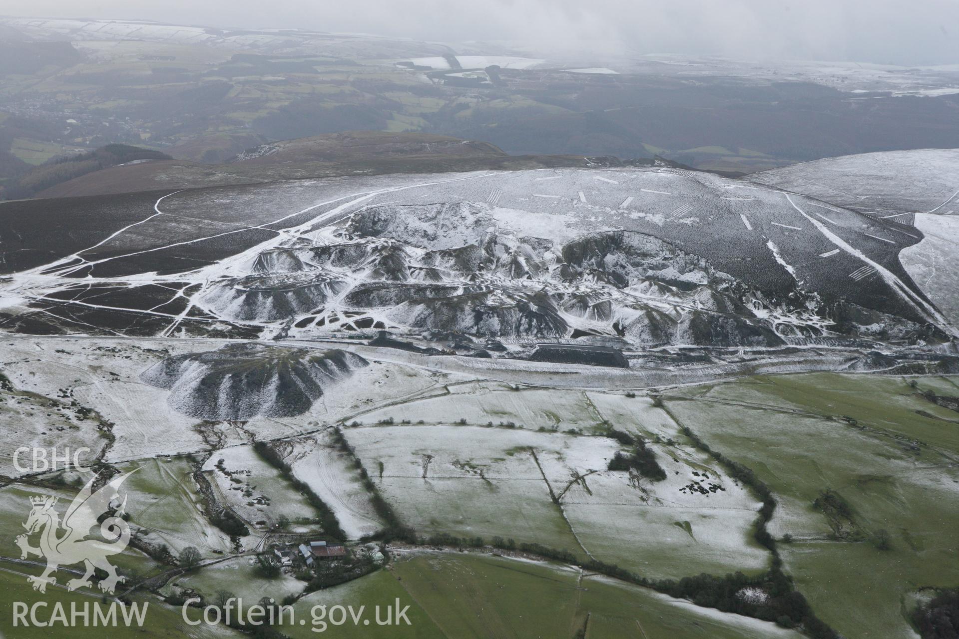 RCAHMW colour oblique photograph of Moel-y-Faen slate quarries. Taken by Toby Driver on 21/01/2009.