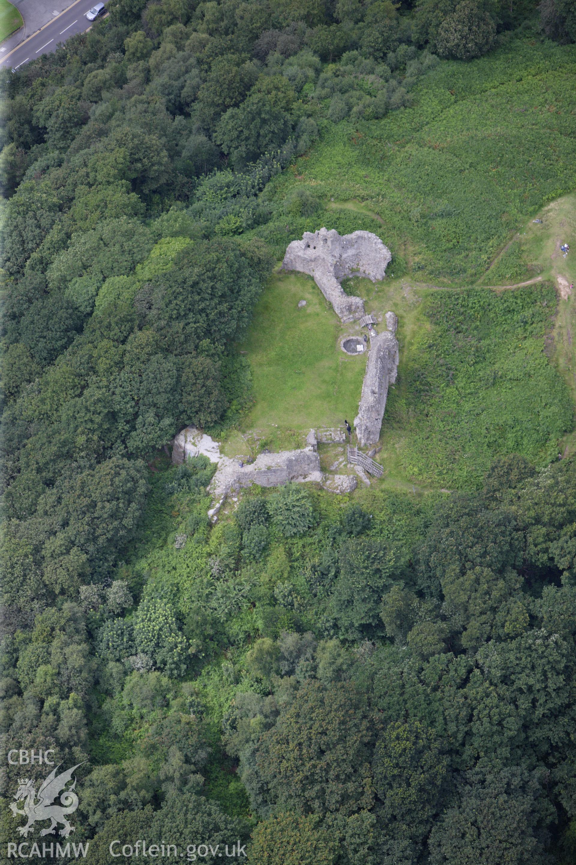 RCAHMW colour oblique aerial photograph of Caergwrle Castle. Taken on 30 July 2009 by Toby Driver