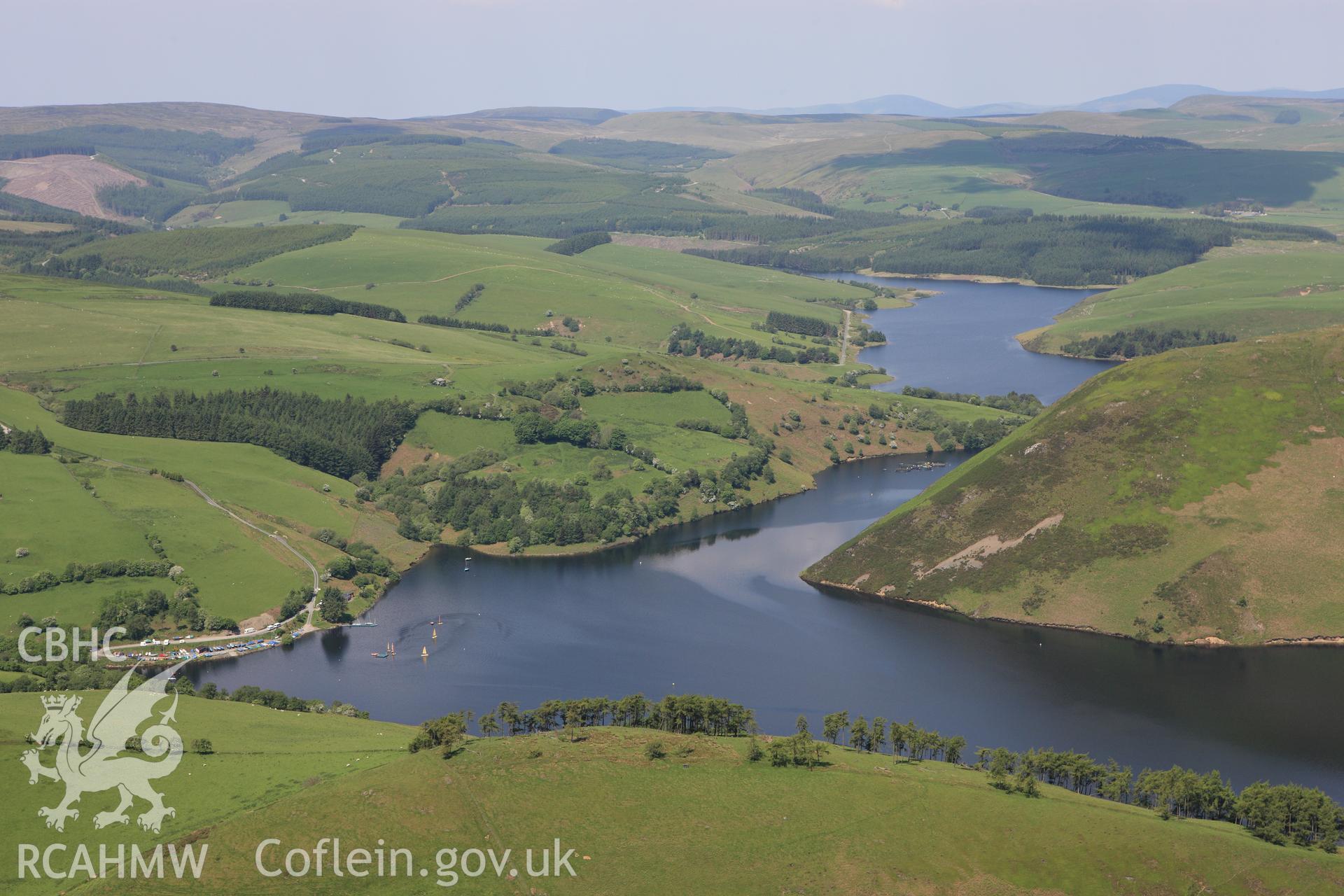 RCAHMW colour oblique aerial photograph of Llyn Clywedog Reservoir, Llanidloes. Taken on 02 June 2009 by Toby Driver