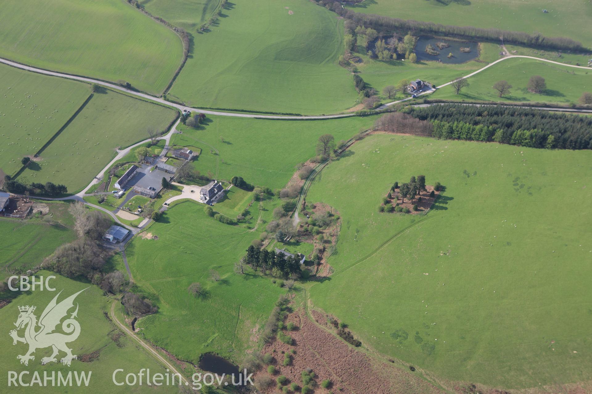RCAHMW colour oblique aerial photograph of the site of the Battle of Pilleth. Taken on 21 April 2009 by Toby Driver