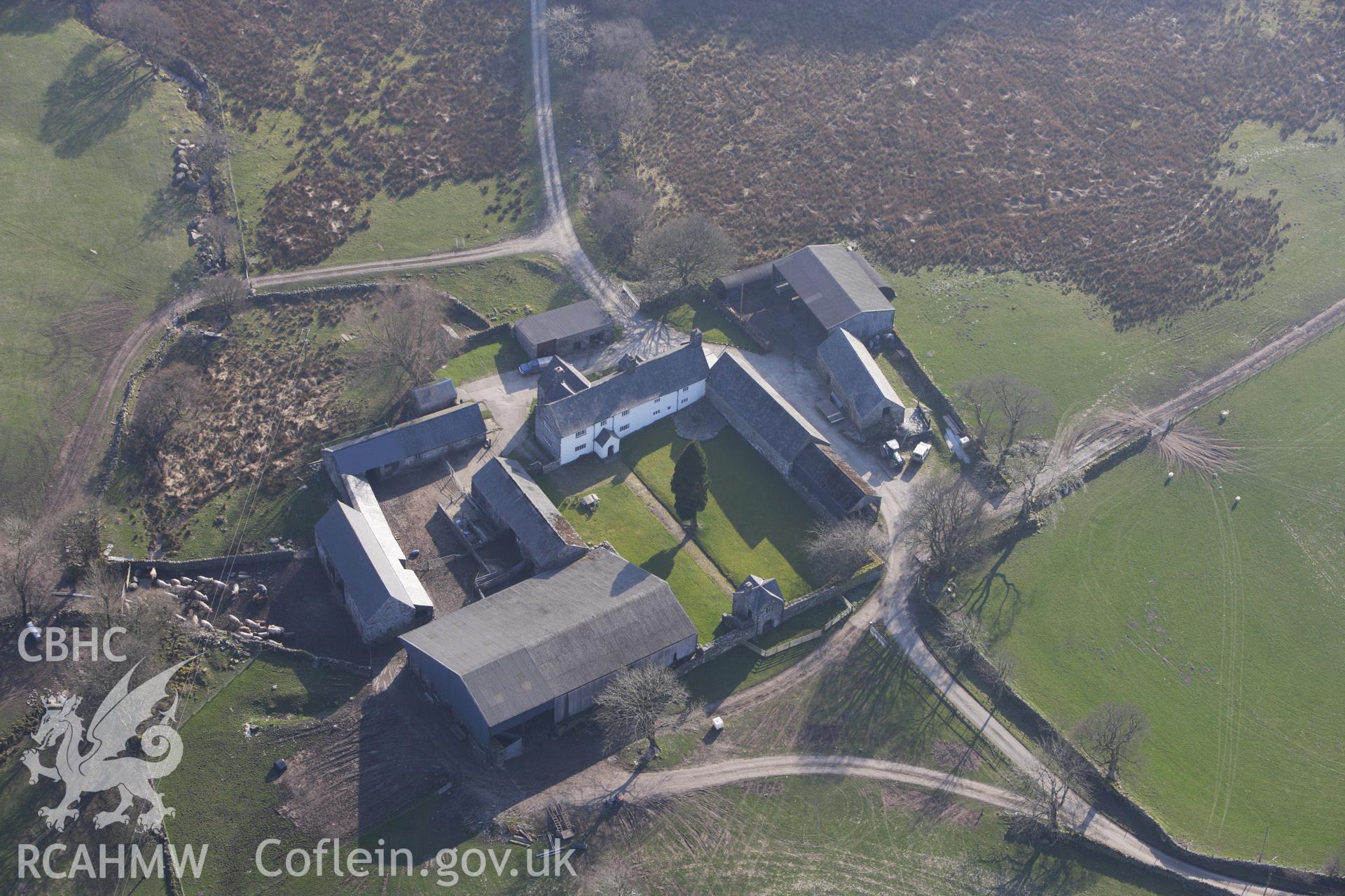 RCAHMW colour oblique photograph of Geelar, house and farm. Taken by Toby Driver on 18/03/2009.