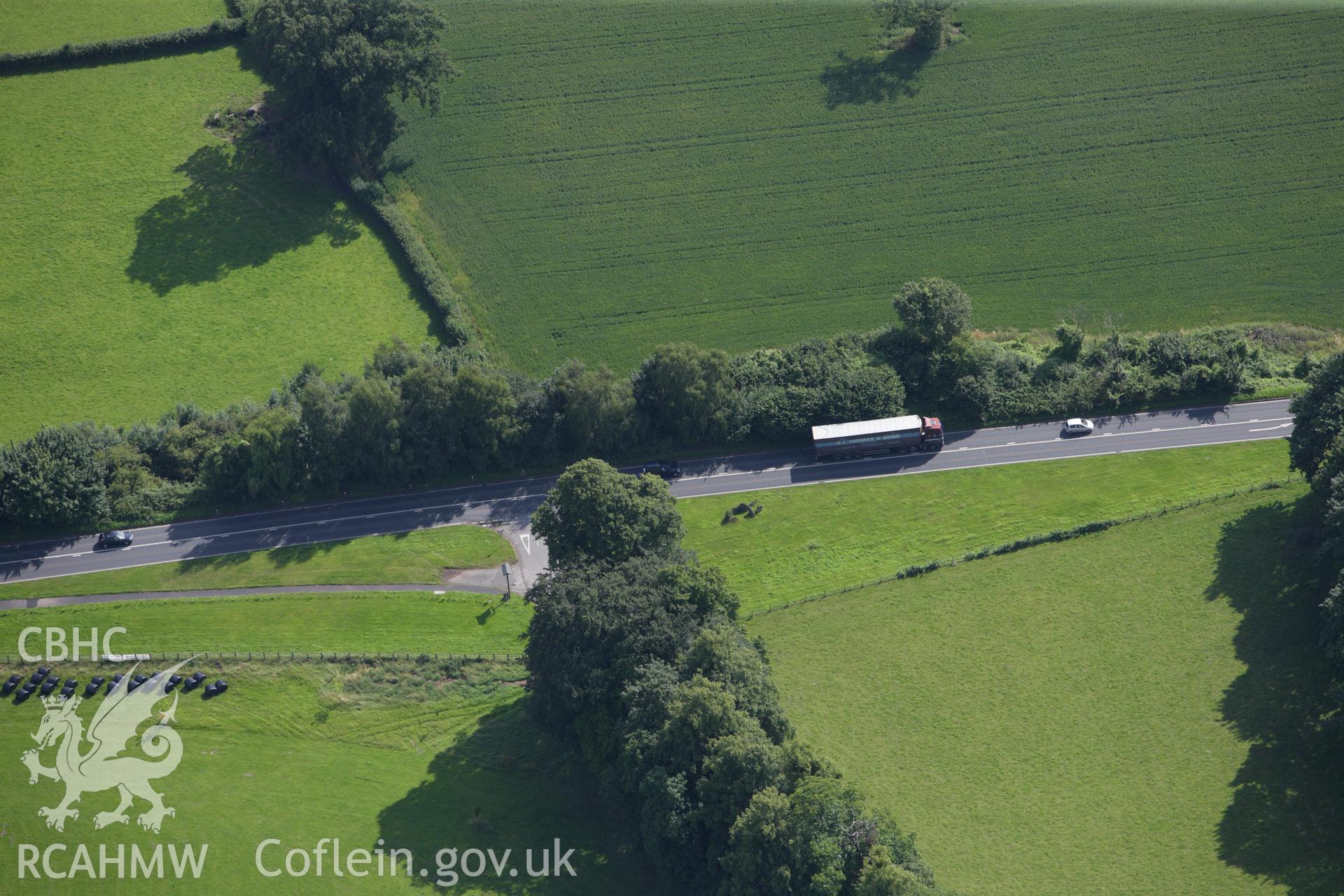 RCAHMW colour oblique aerial photograph of Gwernvale Chambered Tomb, Crickhowell. Taken on 23 July 2009 by Toby Driver