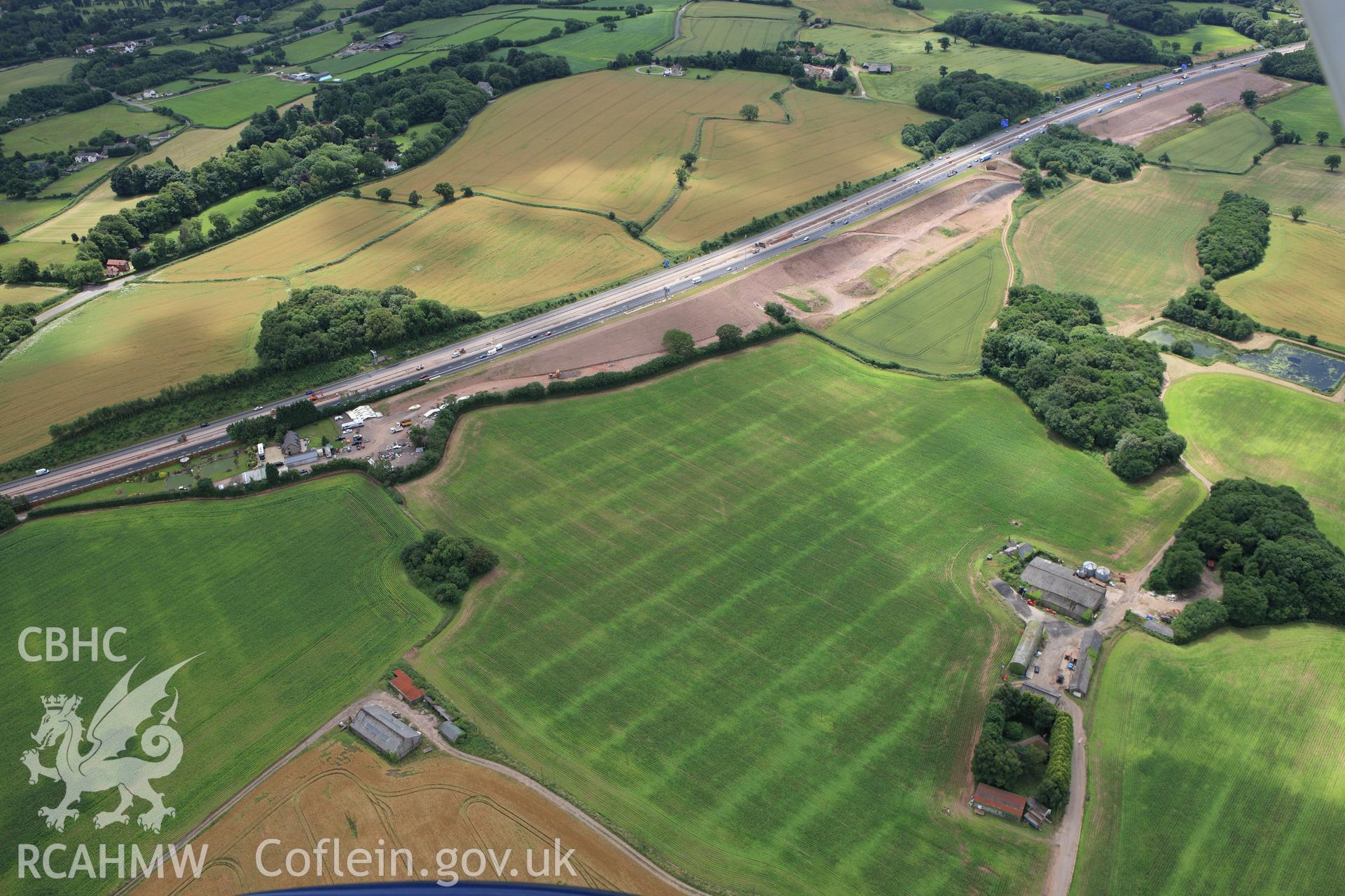 RCAHMW colour oblique aerial photograph of a possible Roman Villa at Fairwater Farm. Taken on 09 July 2009 by Toby Driver