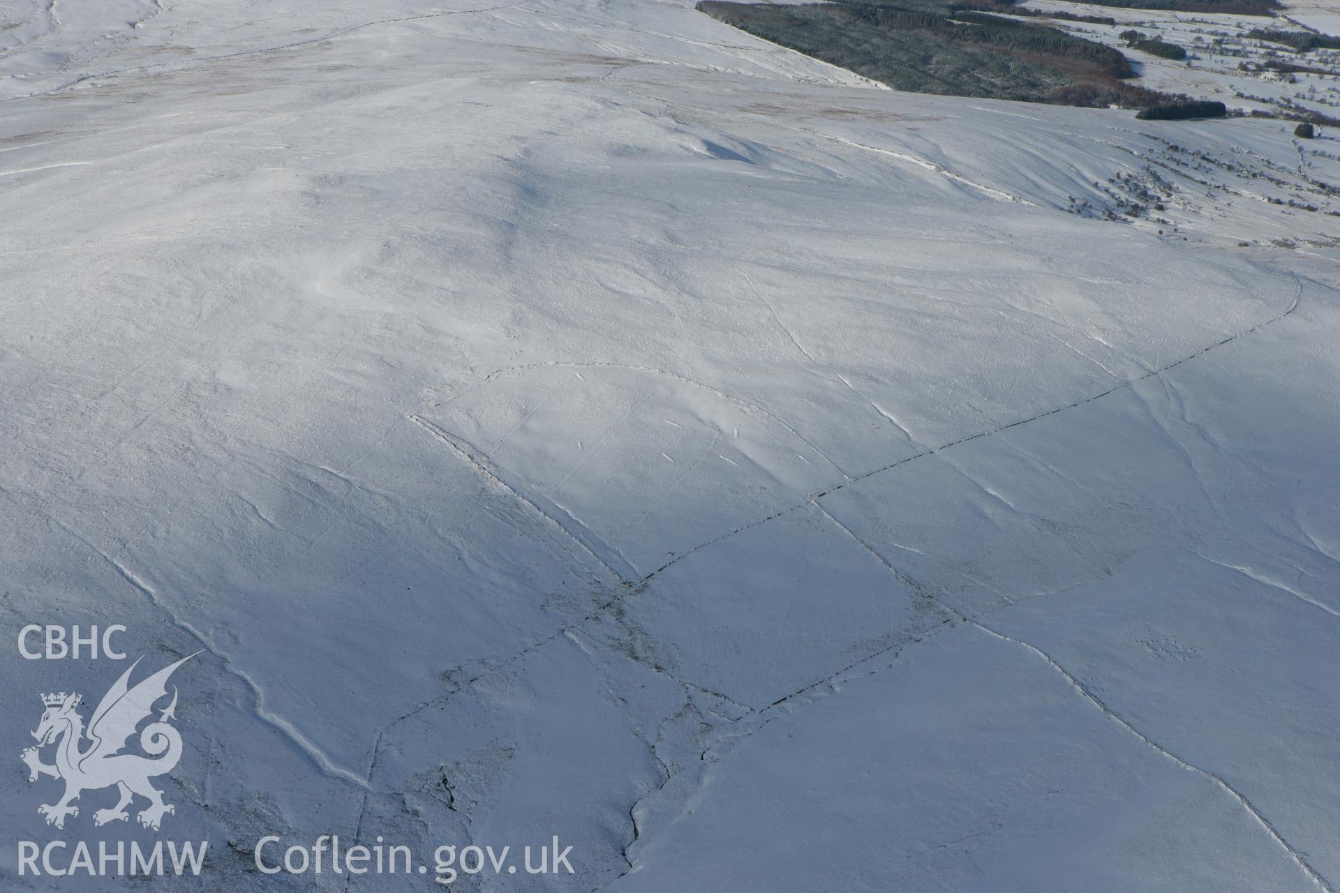 RCAHMW colour oblique photograph of Cefn Cul pillow mounds. Taken by Toby Driver on 06/02/2009.