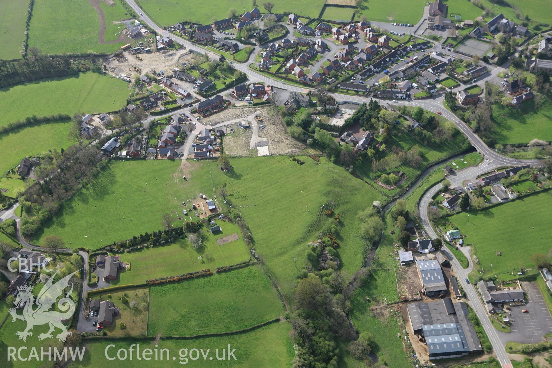 RCAHMW colour oblique aerial photograph of Churchstoke. Taken on 21 April 2009 by Toby Driver