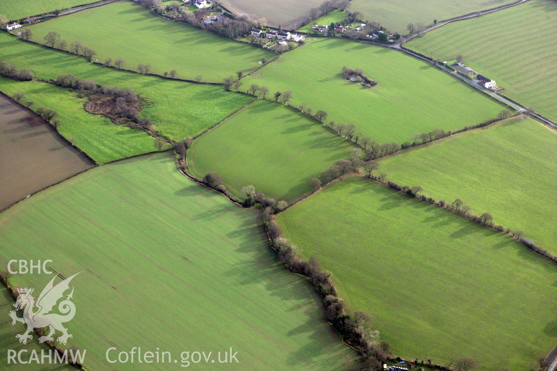 RCAHMW colour oblique photograph of Burton Green Roman site. Taken by Toby Driver on 21/01/2009.