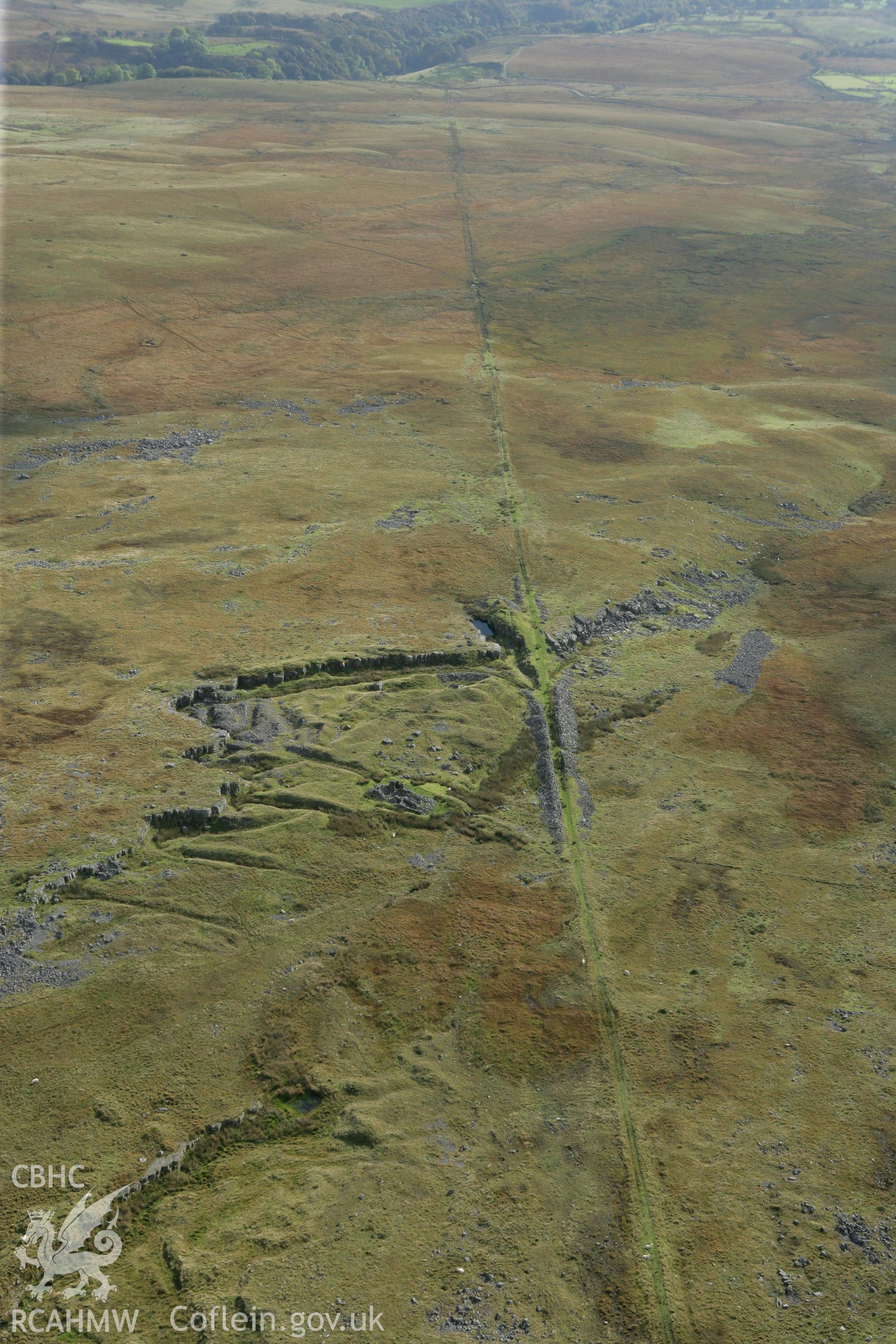 RCAHMW colour oblique aerial photograph of Foel Ffraith Tramway and Incline. Taken on 14 October 2009 by Toby Driver