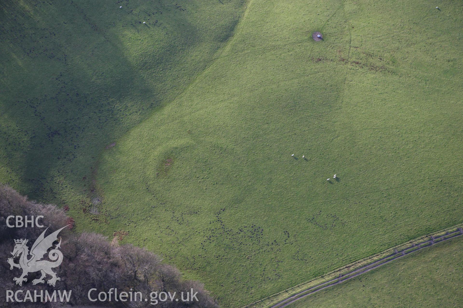 RCAHMW colour oblique aerial photograph of Black Gate Enclosure. Taken on 10 December 2009 by Toby Driver