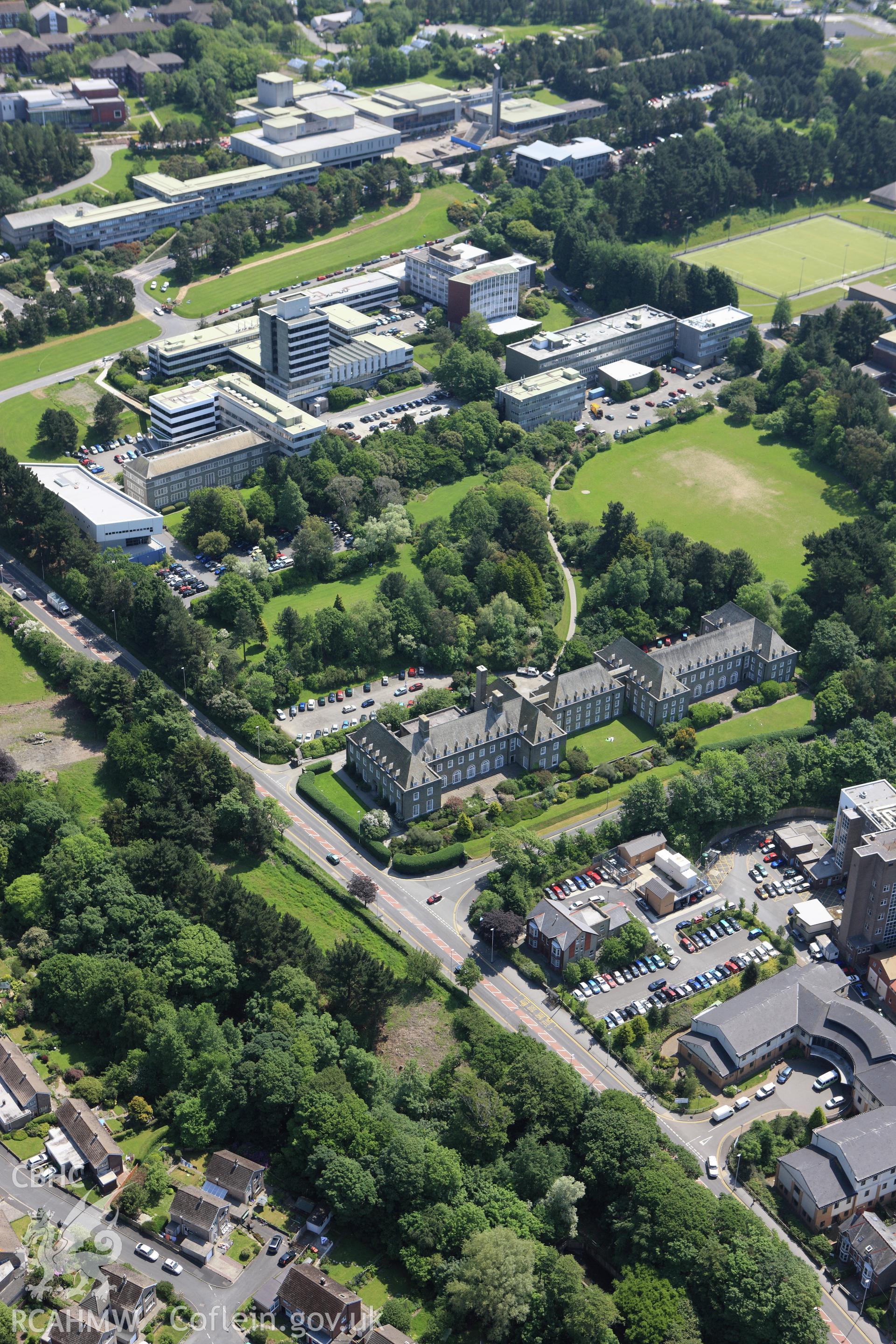 RCAHMW colour oblique aerial photograph of University College of Wales, Aberystwyth. Taken on 02 June 2009 by Toby Driver