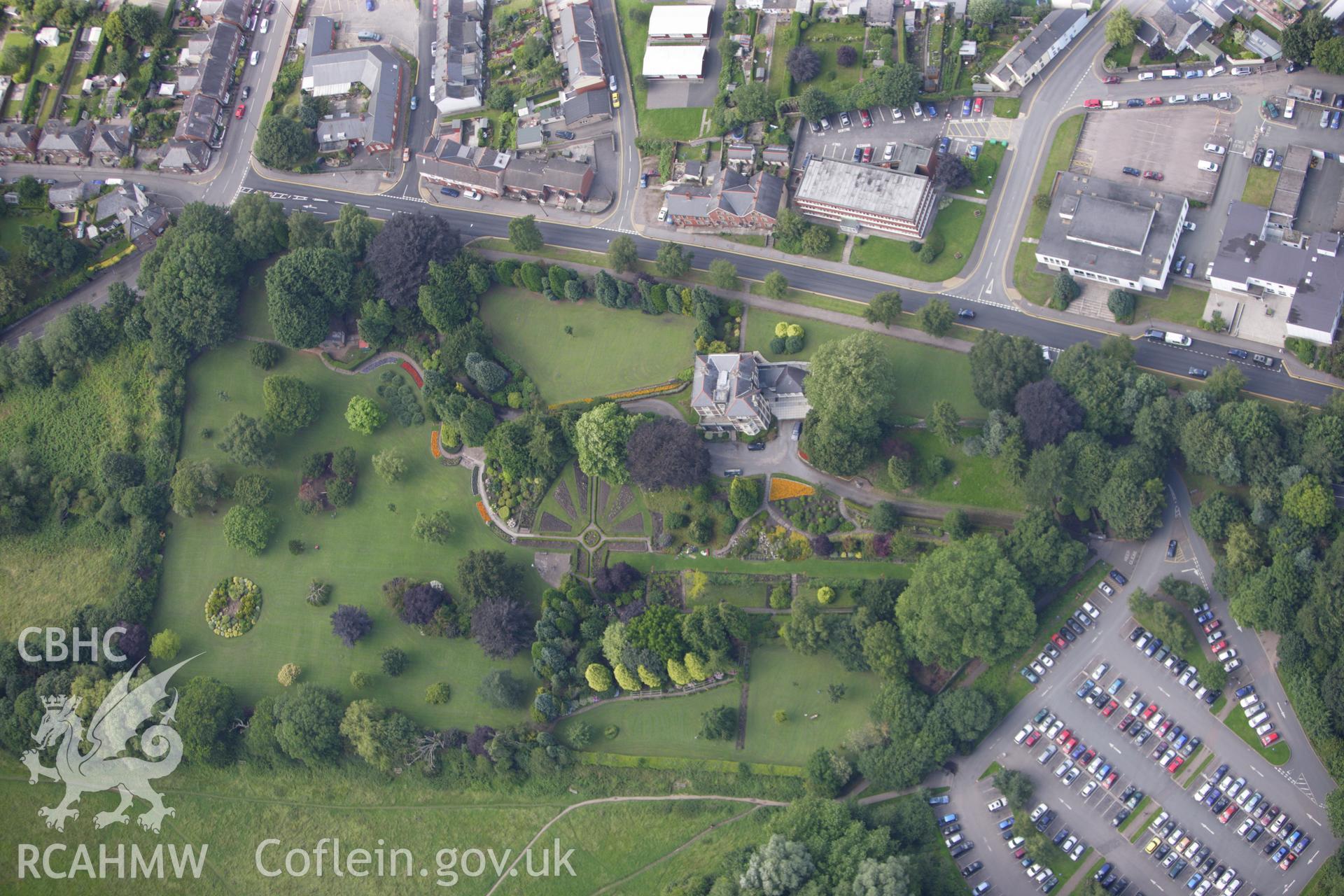 RCAHMW colour oblique aerial photograph of Linda Vista Gardens, Abergavenny. Taken on 23 July 2009 by Toby Driver