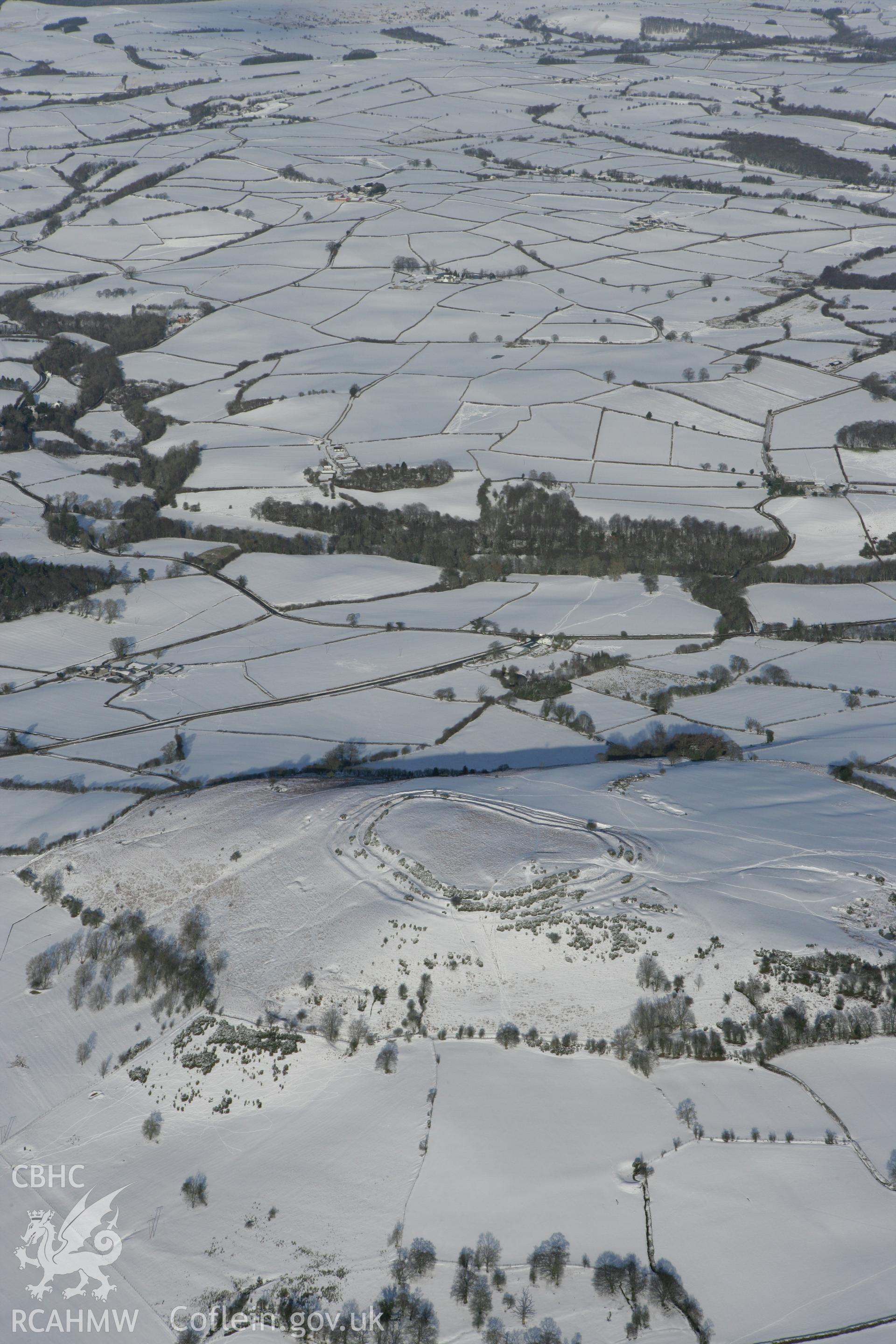 RCAHMW colour oblique photograph of Pen y Crug hillfort. Taken by Toby Driver on 06/02/2009.
