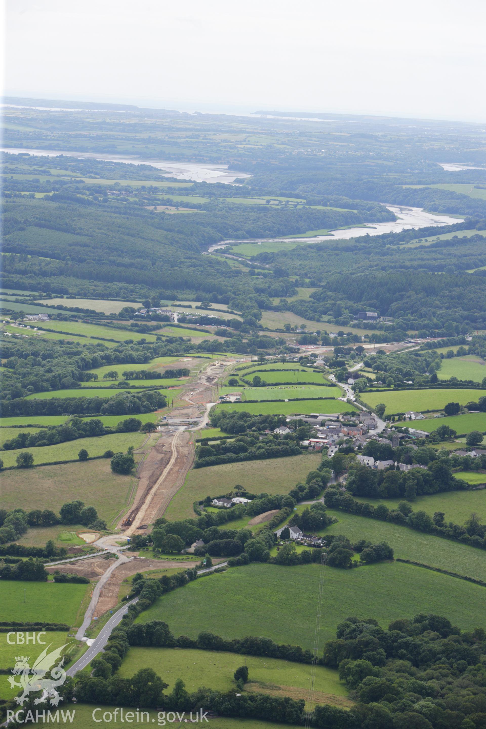 RCAHMW colour oblique aerial photograph of Robeston Wathen showing the by-pass. Taken on 09 July 2009 by Toby Driver