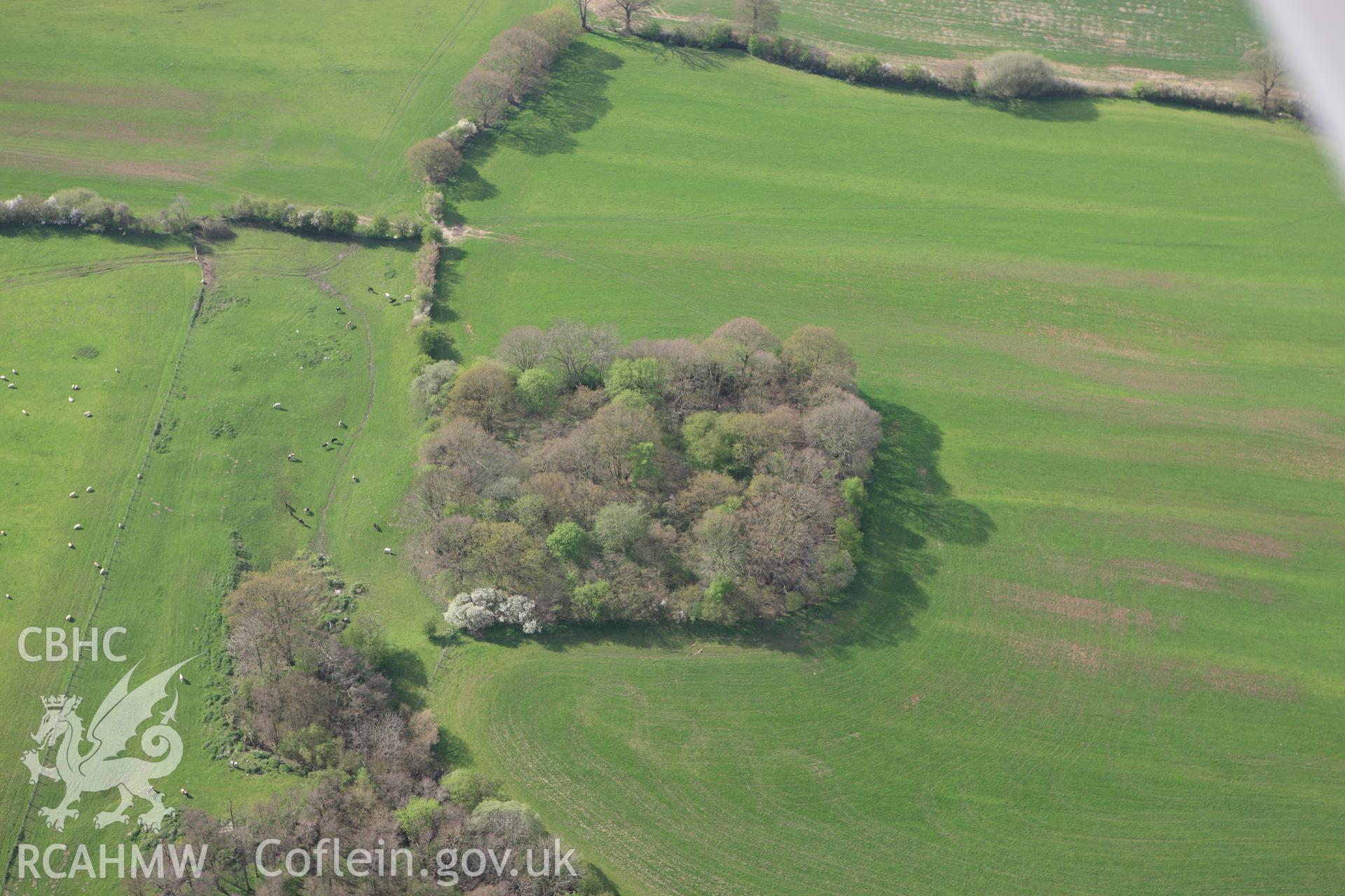 RCAHMW colour oblique aerial photograph of Upper Aldress Moat. Taken on 21 April 2009 by Toby Driver