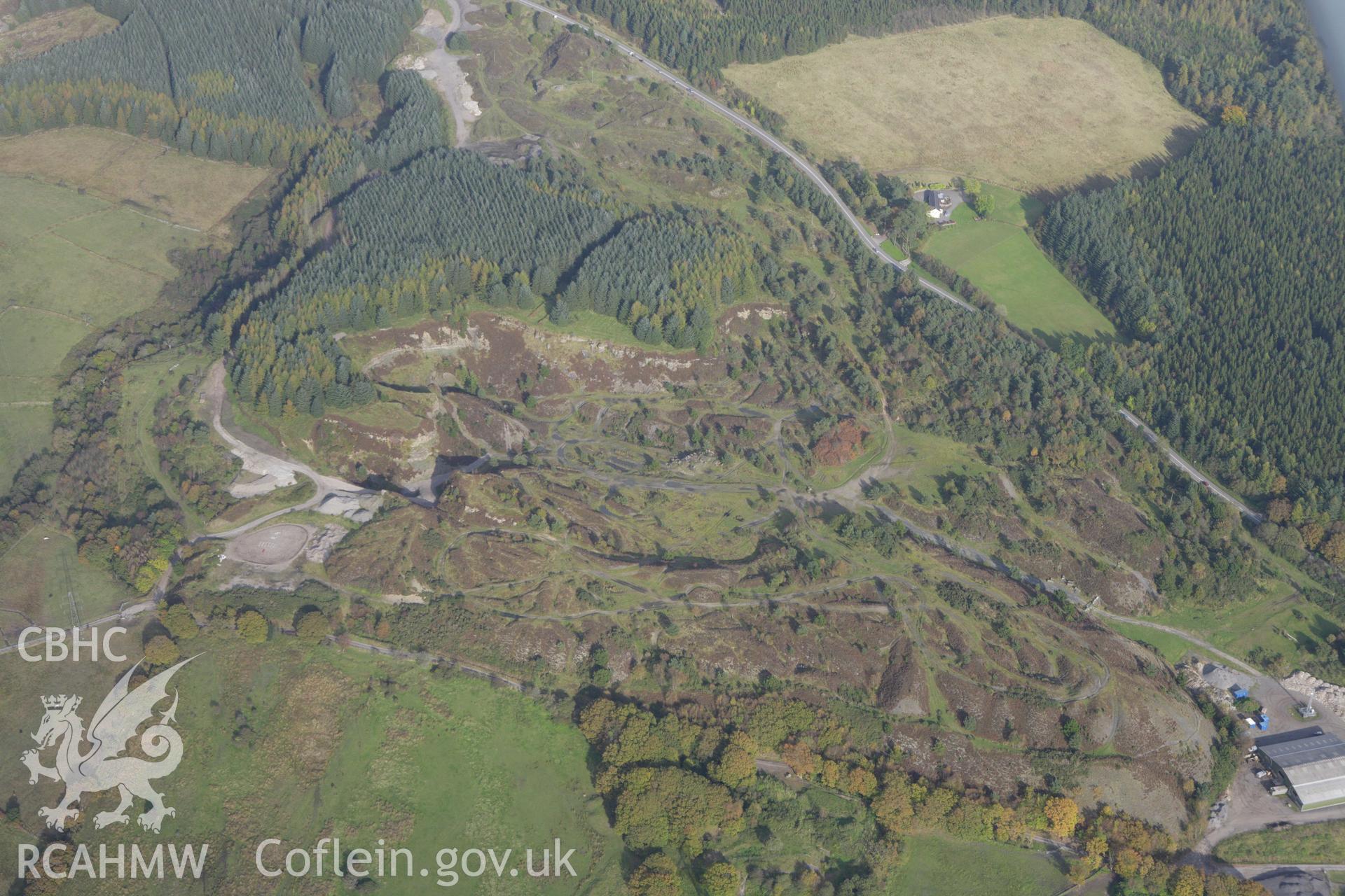 RCAHMW colour oblique aerial photograph of Bryn Defaid Coal Mine. Taken on 14 October 2009 by Toby Driver