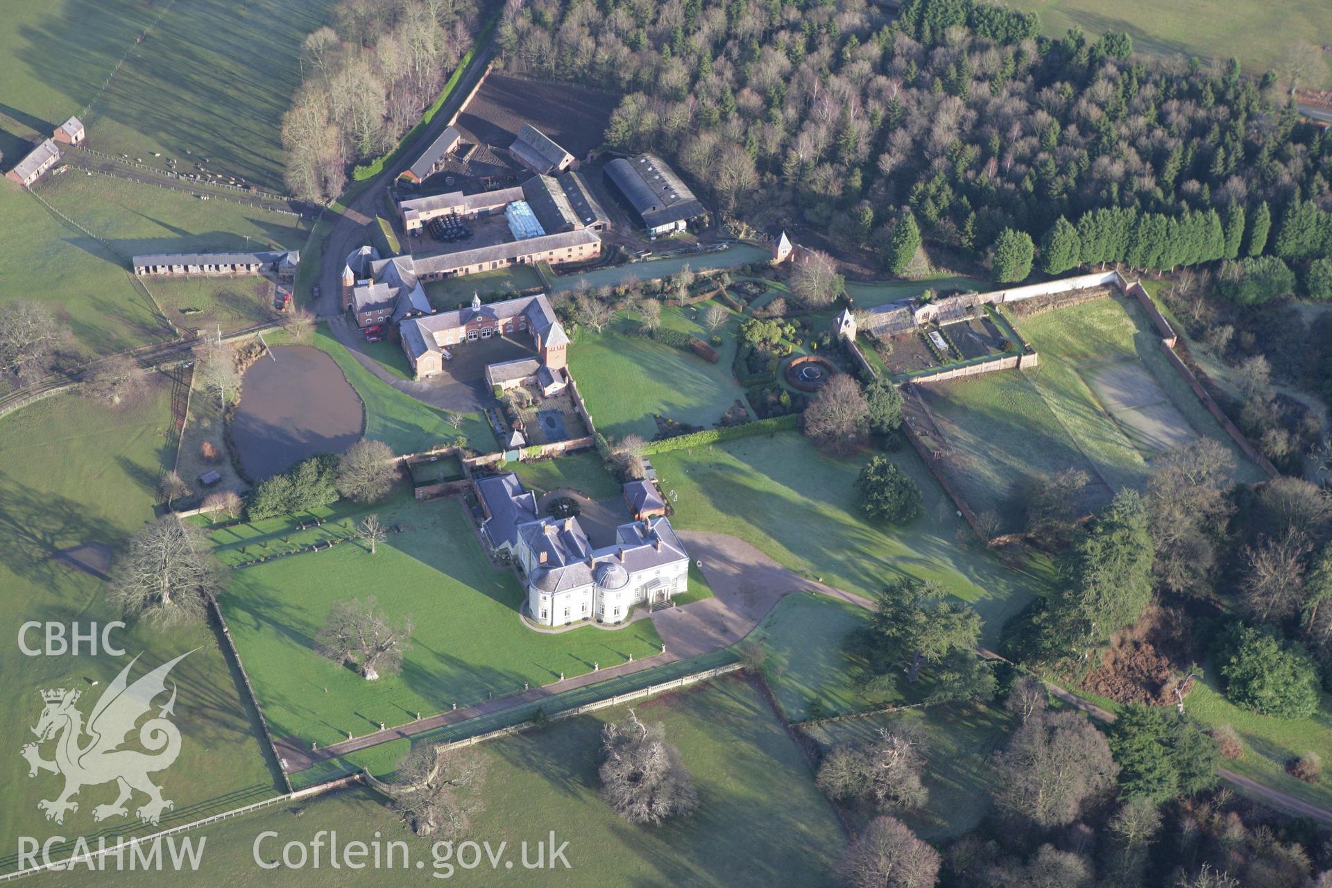 RCAHMW colour oblique photograph of Bettisfield Park, Hanmer. Taken by Toby Driver on 21/01/2009.