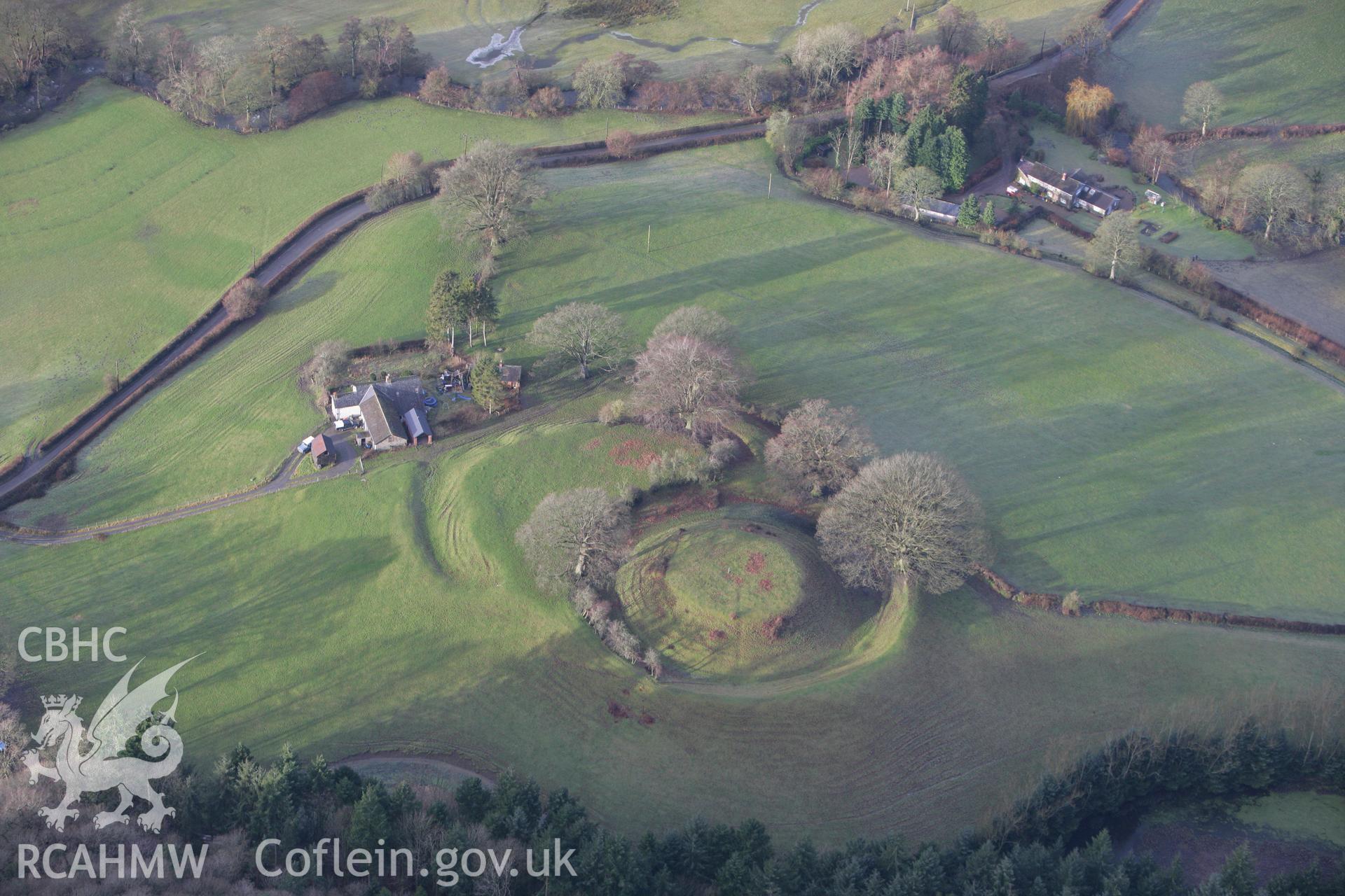 RCAHMW colour oblique photograph of Sycarth castle. Taken by Toby Driver on 21/01/2009.