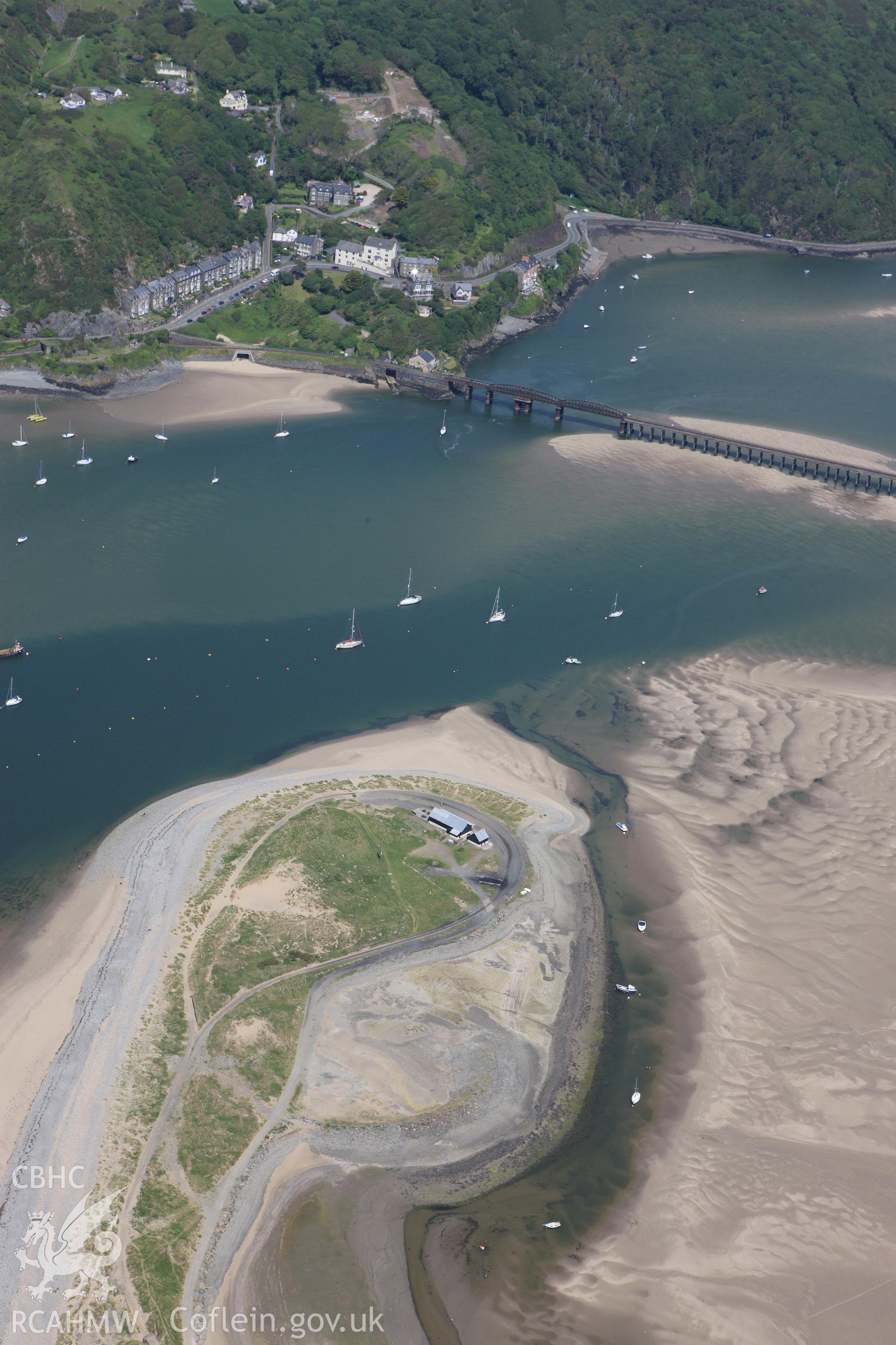 RCAHMW colour oblique aerial photograph of Barmouth Ferry Station, Fairbourne Railway. Taken on 02 June 2009 by Toby Driver