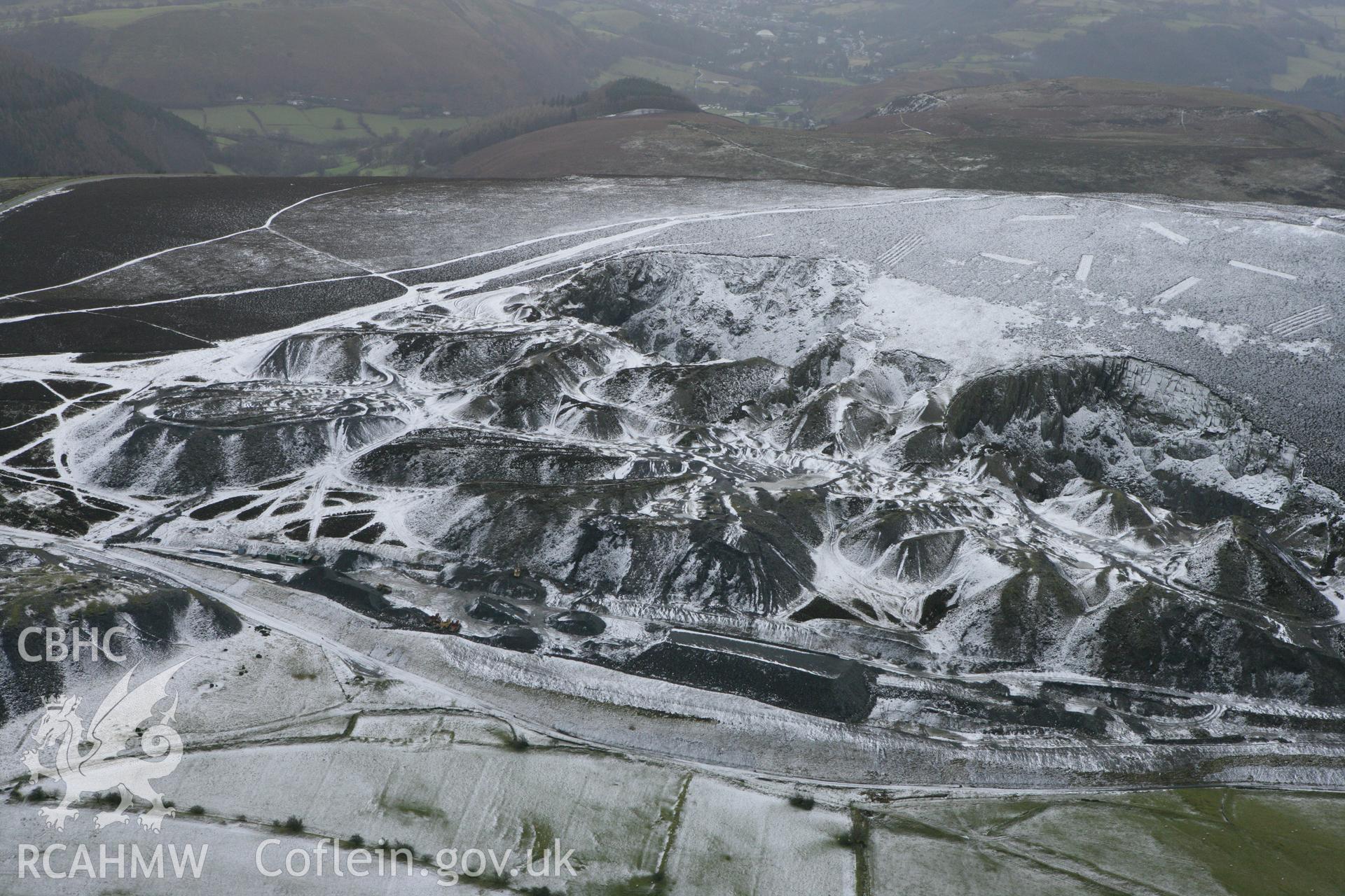 RCAHMW colour oblique photograph of Moel-y-Faen slate quarries. Taken by Toby Driver on 21/01/2009.