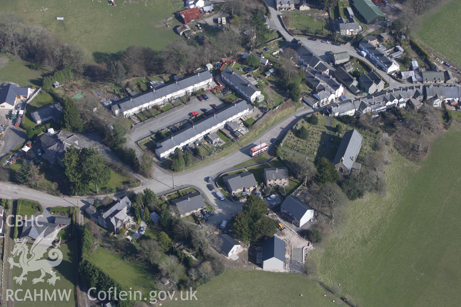 RCAHMW colour oblique photograph of Llandderfel, village. Taken by Toby Driver on 18/03/2009.