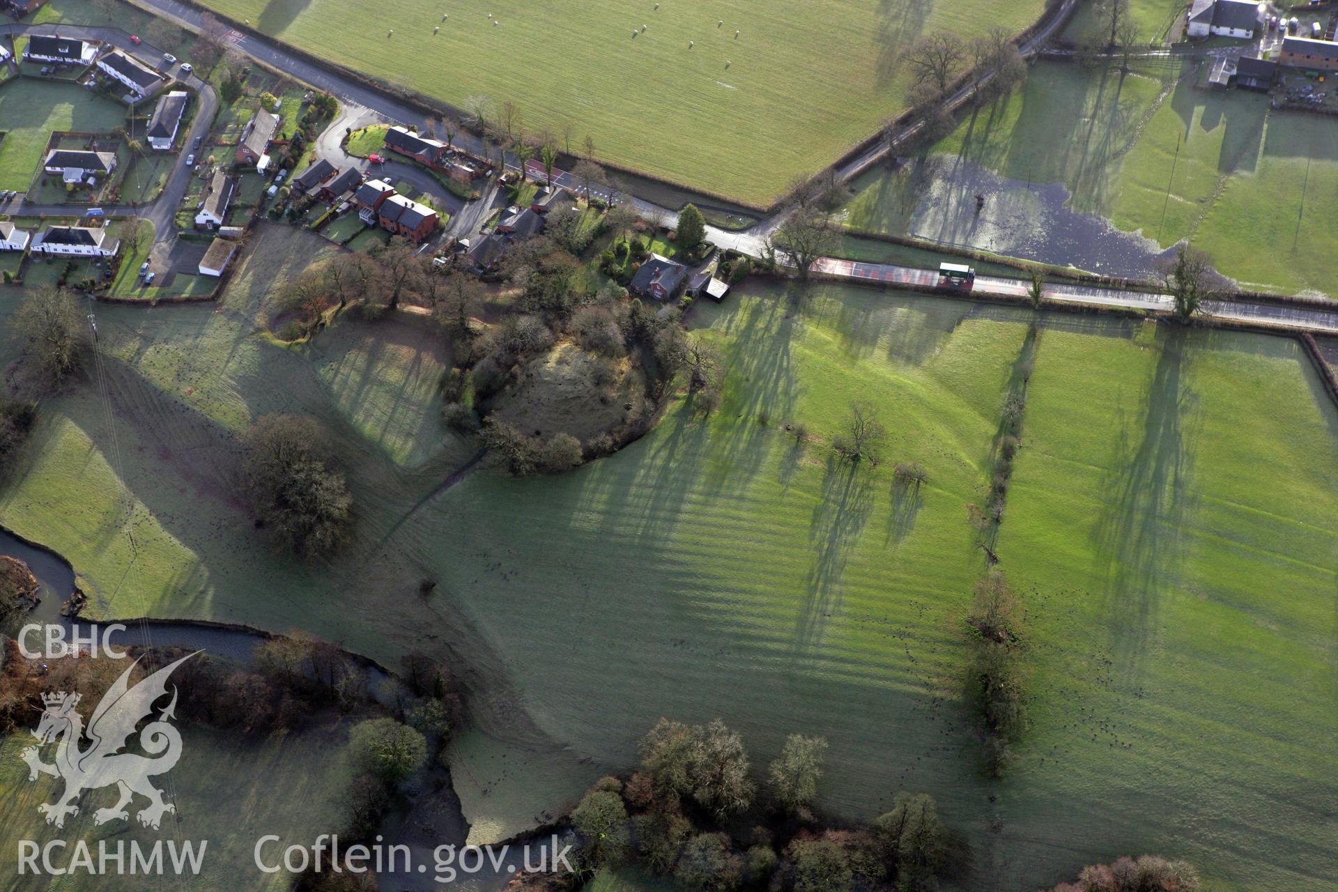 RCAHMW colour oblique photograph of Domen Castell, motte and bailey. Taken by Toby Driver on 21/01/2009.