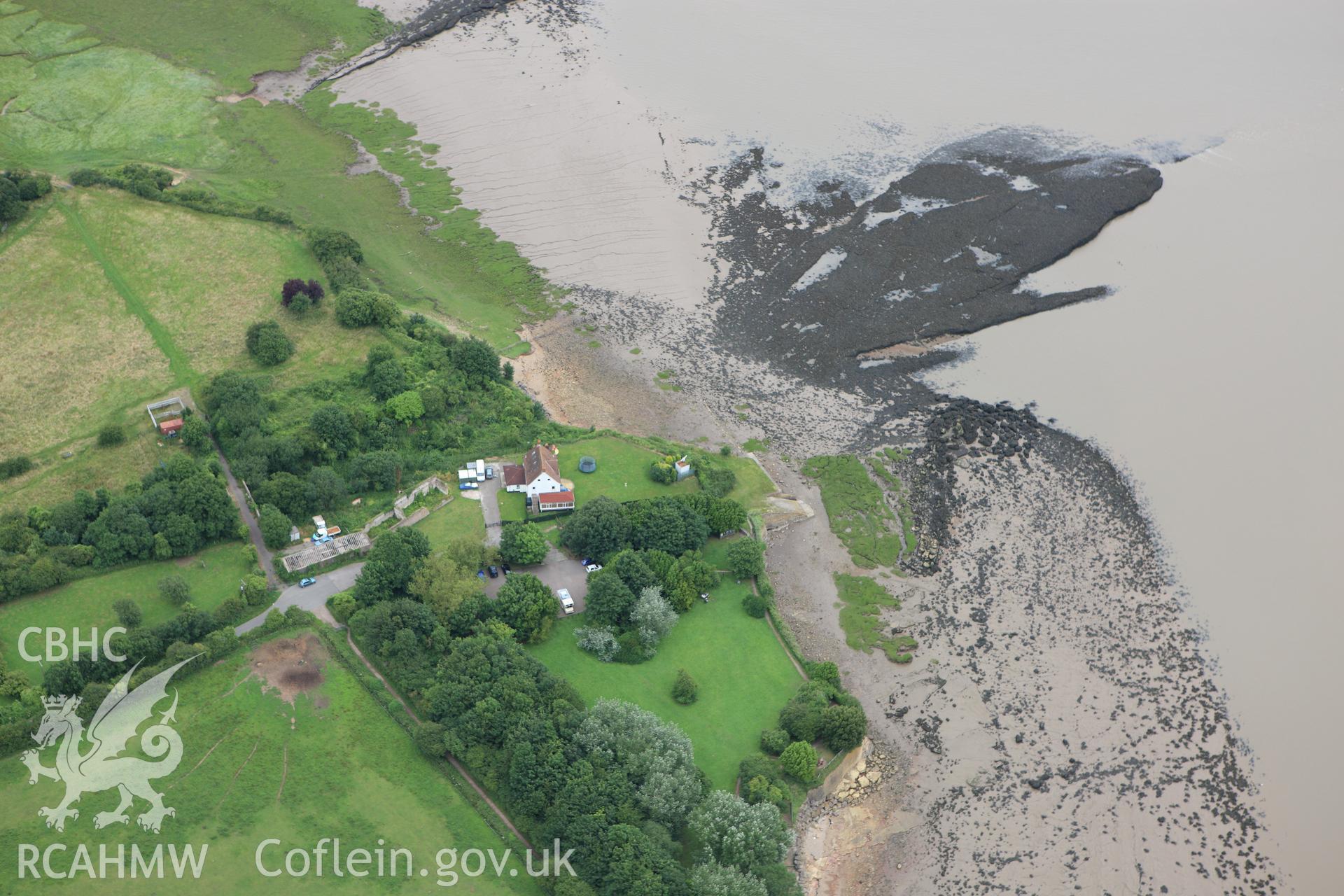 RCAHMW colour oblique aerial photograph of Black Rock Roman Ferry Site, Portskewett. Taken on 09 July 2009 by Toby Driver