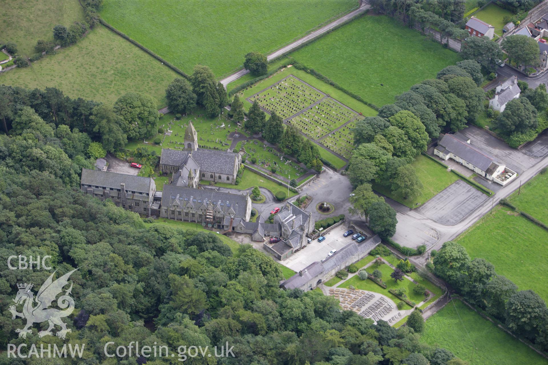 RCAHMW colour oblique aerial photograph of St David's Church, Pantasaph. Taken on 30 July 2009 by Toby Driver