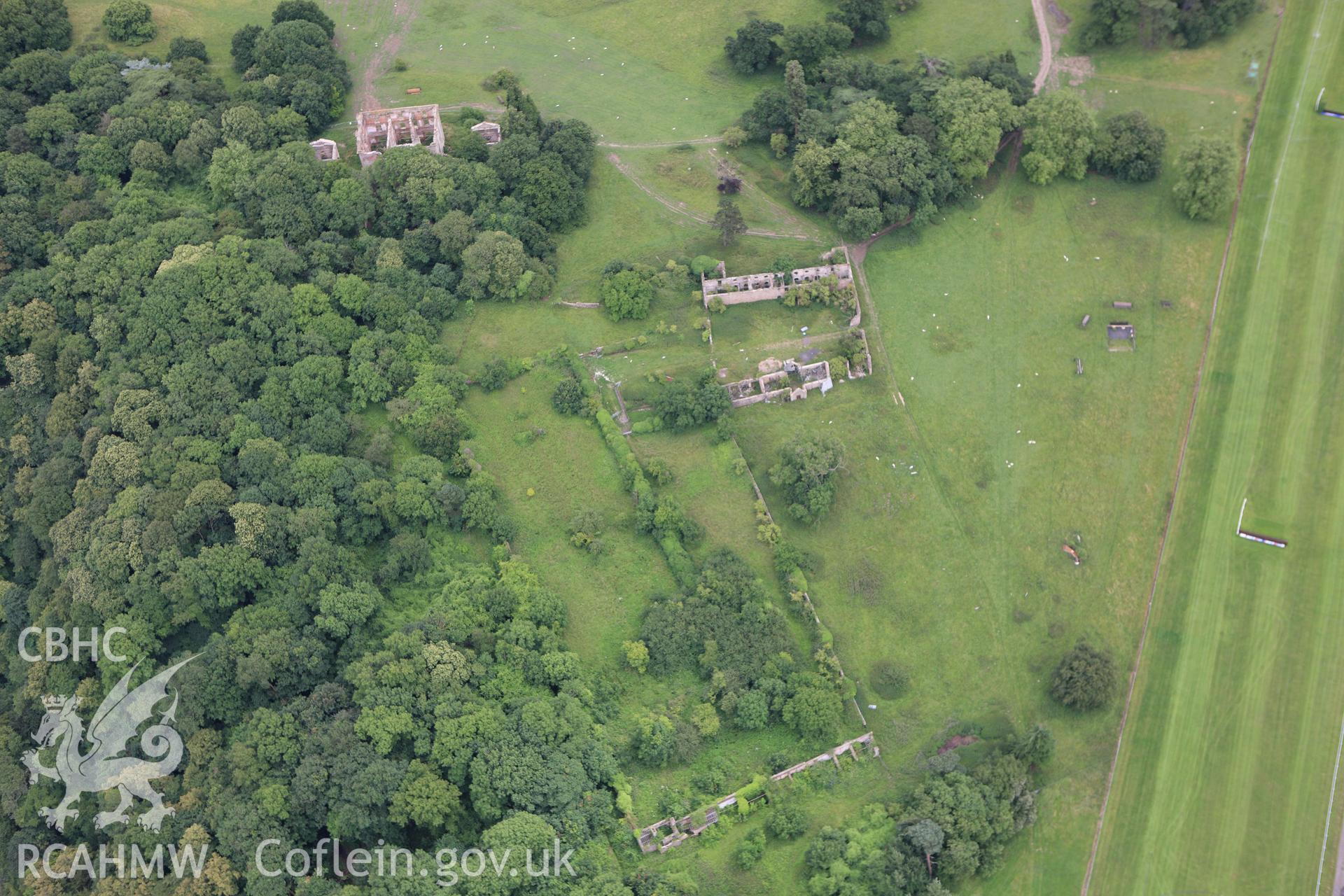 RCAHMW colour oblique aerial photograph showing ruins of Piercefield Park. Taken on 09 July 2009 by Toby Driver