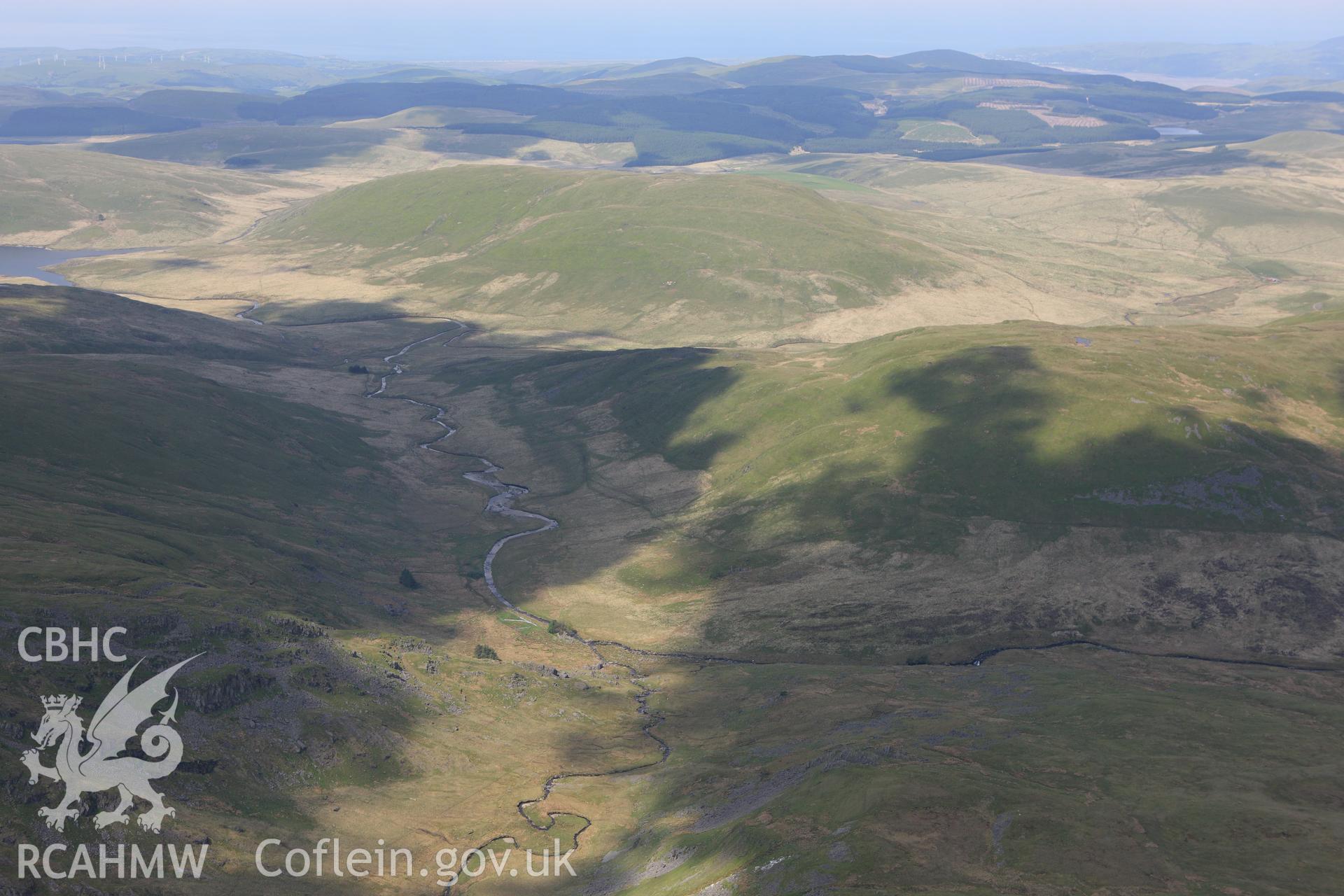 RCAHMW colour oblique aerial photograph of the site of the Battle of Hyddgen, Plynlimon. Taken on 02 June 2009 by Toby Driver