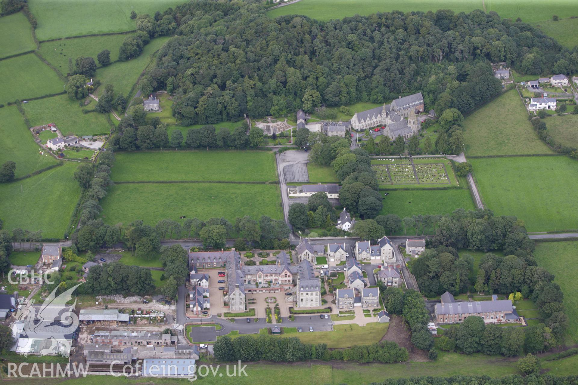 RCAHMW colour oblique aerial photograph of St Clare's Convent. Taken on 30 July 2009 by Toby Driver