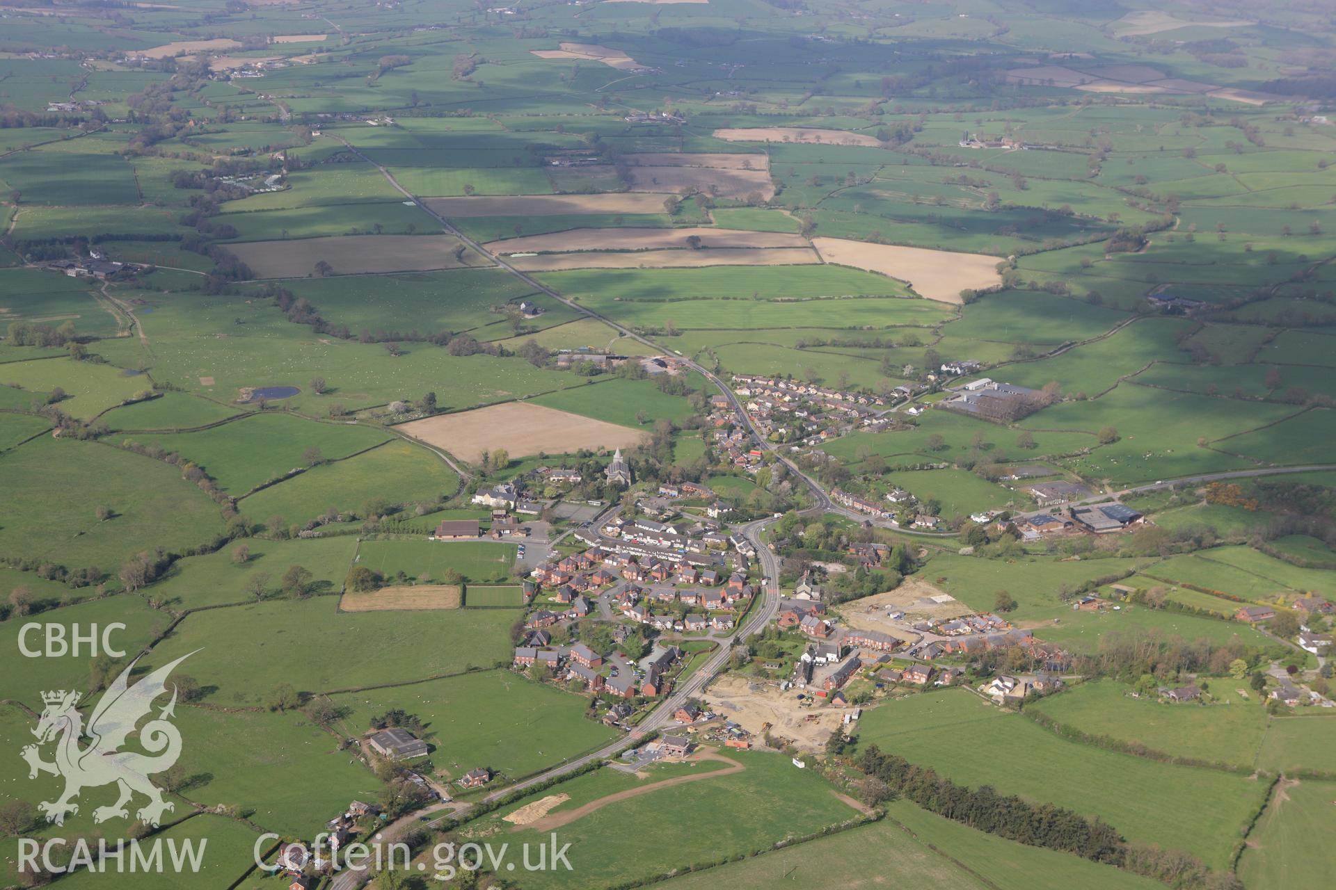 RCAHMW colour oblique aerial photograph of Churchstoke. Taken on 21 April 2009 by Toby Driver
