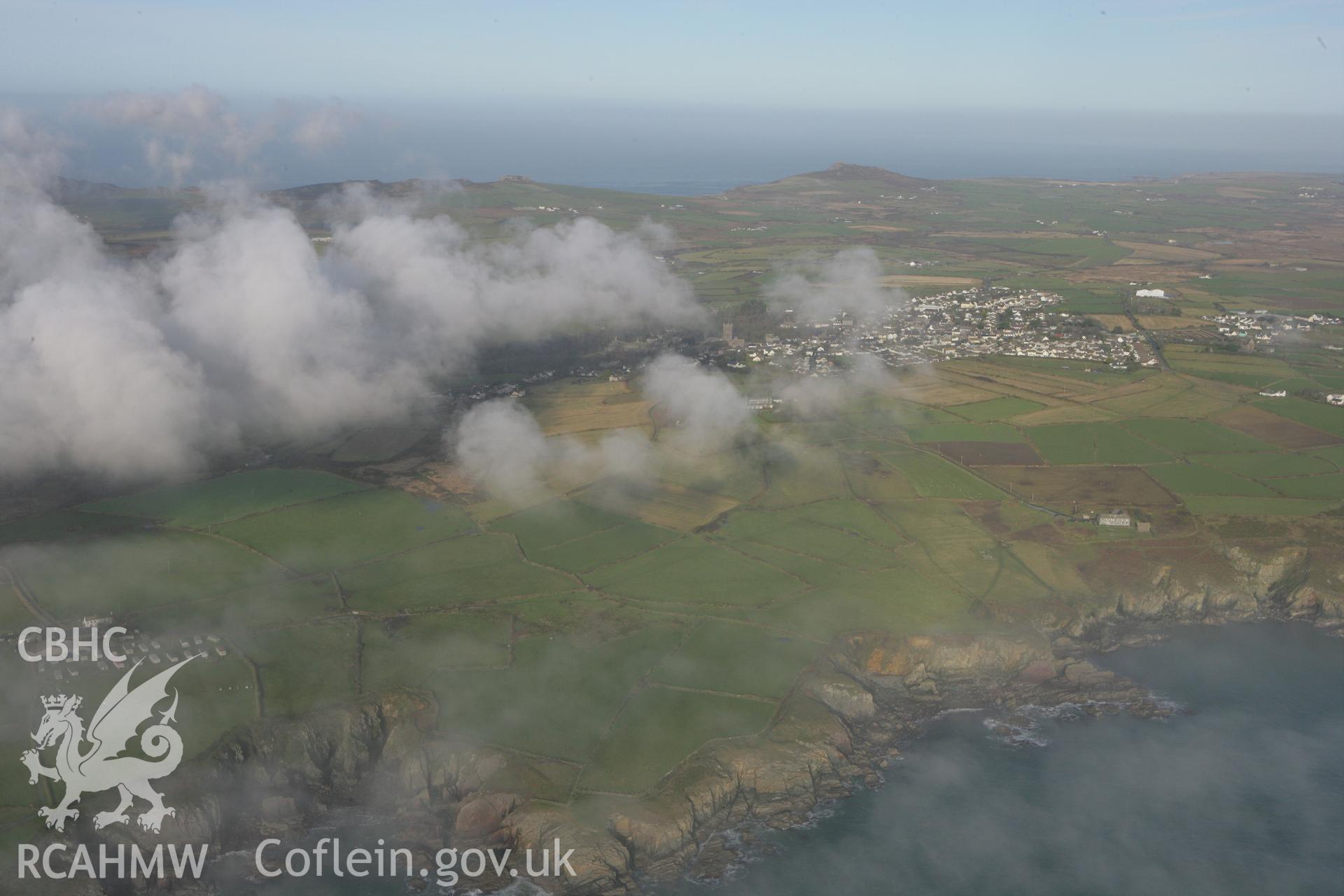 RCAHMW colour oblique aerial photograph of St Davids from the south-west. Taken on 28 January 2009 by Toby Driver