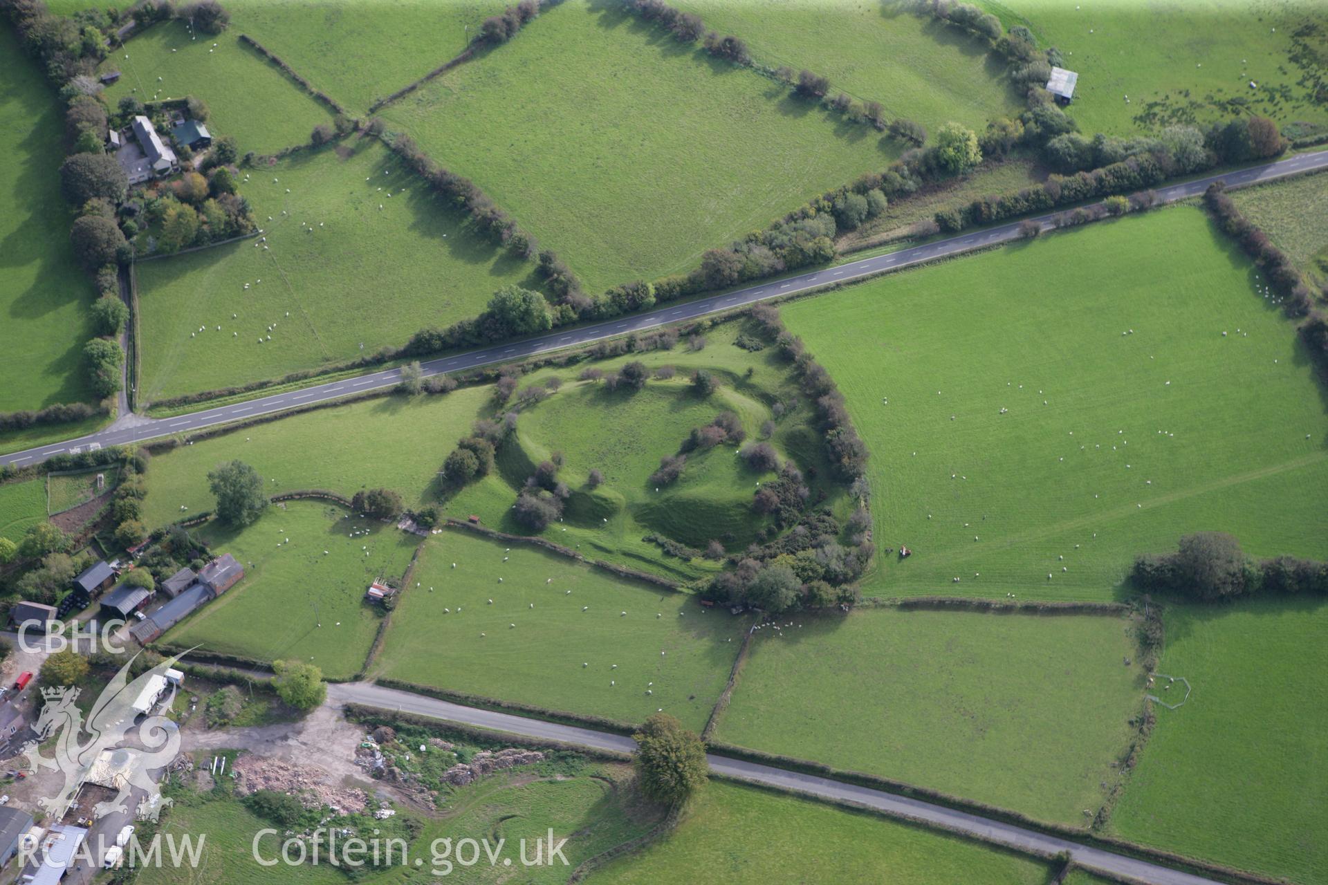 RCAHMW colour oblique aerial photograph of Tomen-y-Rhodwydd. Taken on 13 October 2009 by Toby Driver