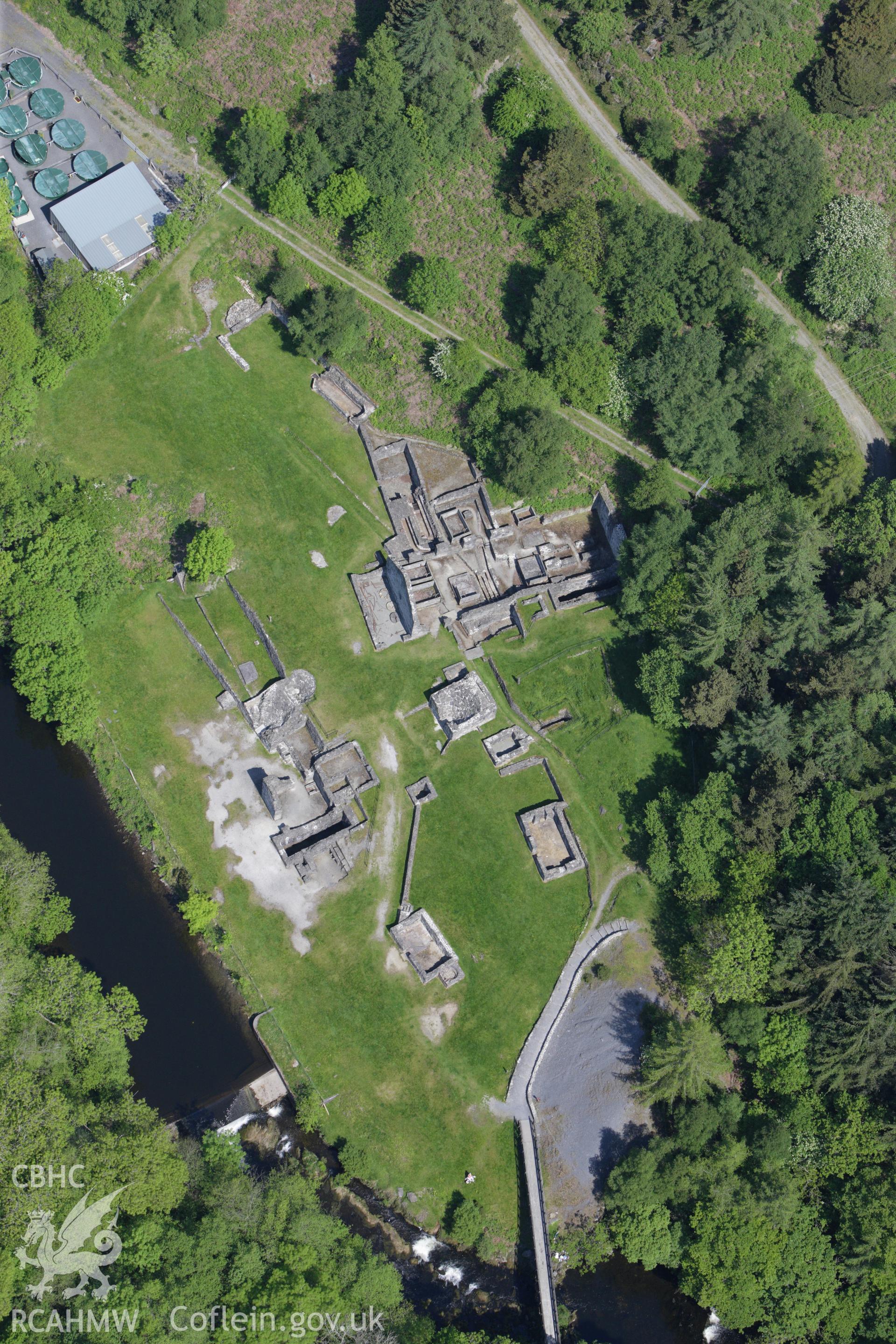 RCAHMW colour oblique aerial photograph of Bryntail Lead Mine. Taken on 02 June 2009 by Toby Driver
