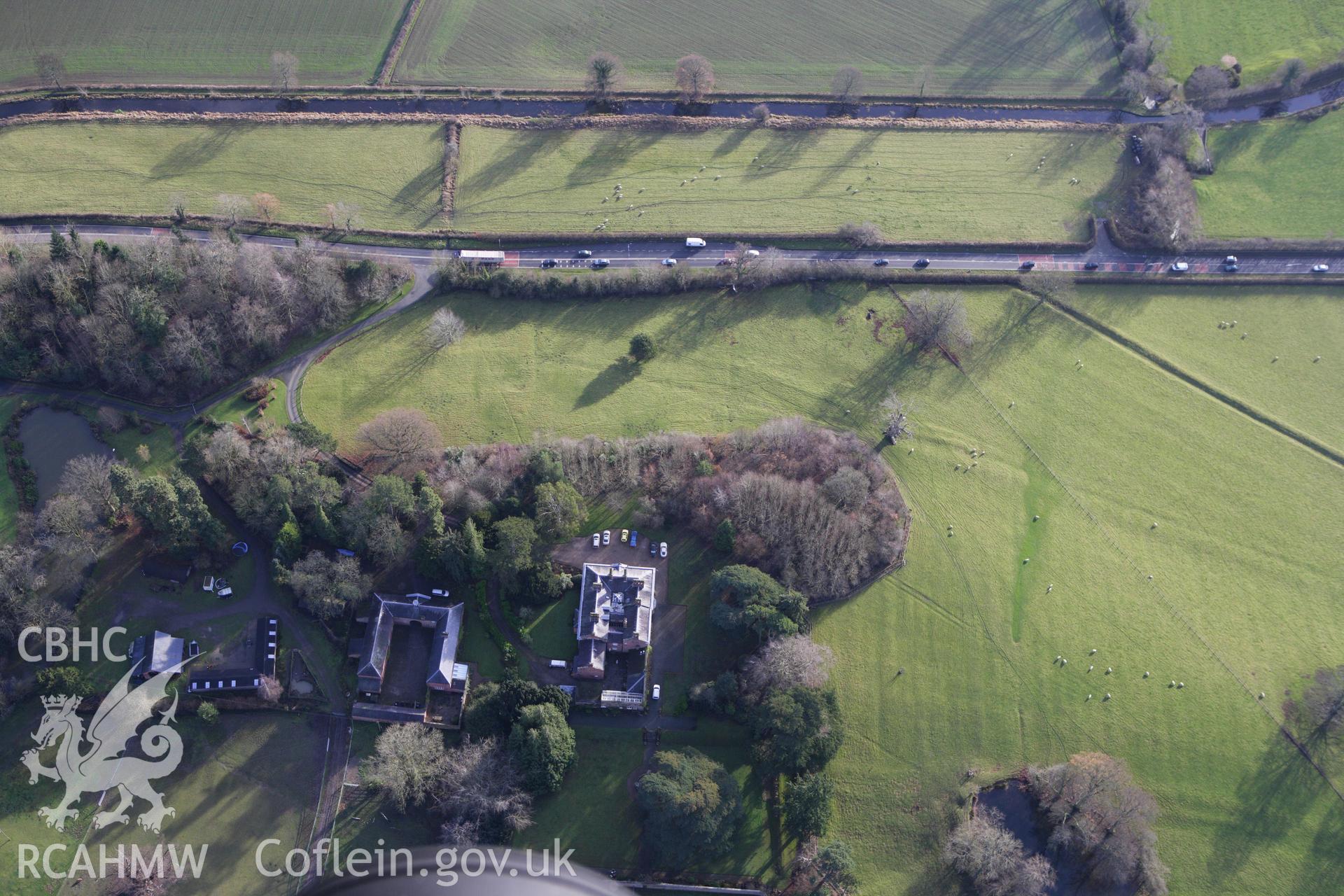 RCAHMW colour oblique aerial photograph of Garthmyl Hall. Taken on 10 December 2009 by Toby Driver