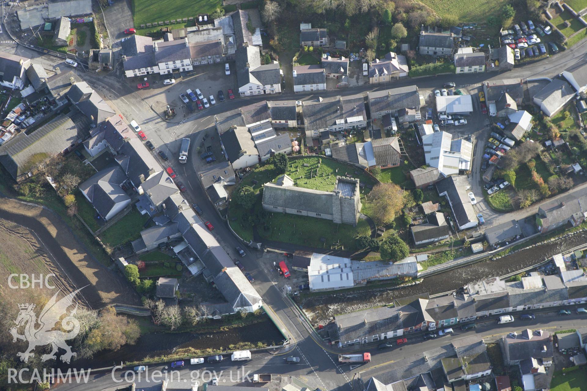 RCAHMW colour oblique aerial photograph of Tregaron. Taken on 09 November 2009 by Toby Driver