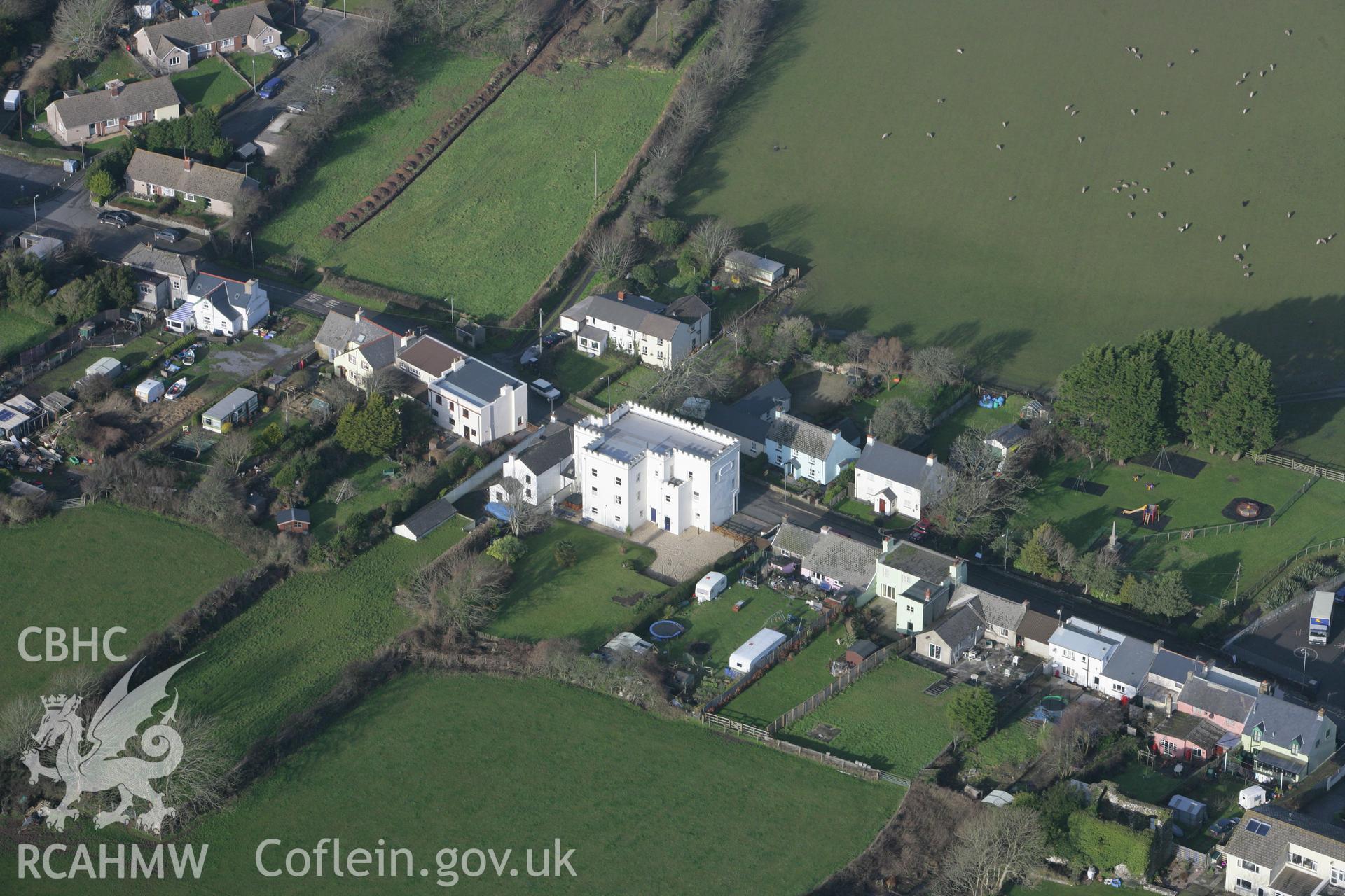 RCAHMW colour oblique aerial photograph of The Globe Hotel, Angle. Taken on 28 January 2009 by Toby Driver