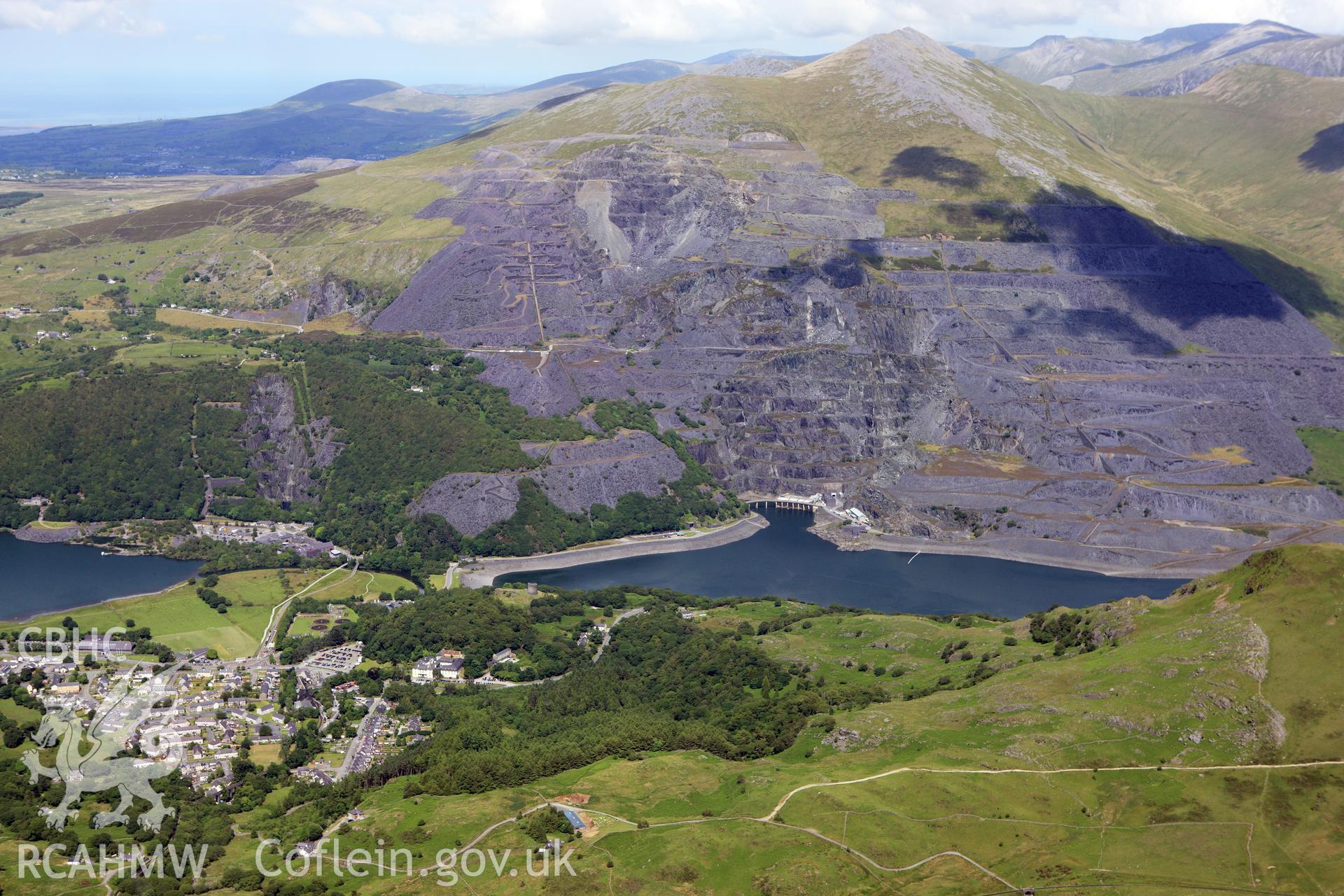 RCAHMW colour oblique aerial photograph of Vivian and Dinorwig Slate Quarry. Taken on 16 June 2009 by Toby Driver