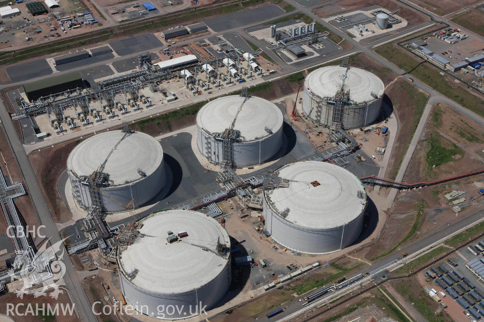 RCAHMW colour oblique aerial photograph of Esso South Hook Oil Refinery and liquid natural gas facility, Milford Haven. Taken on 01 June 2009 by Toby Driver