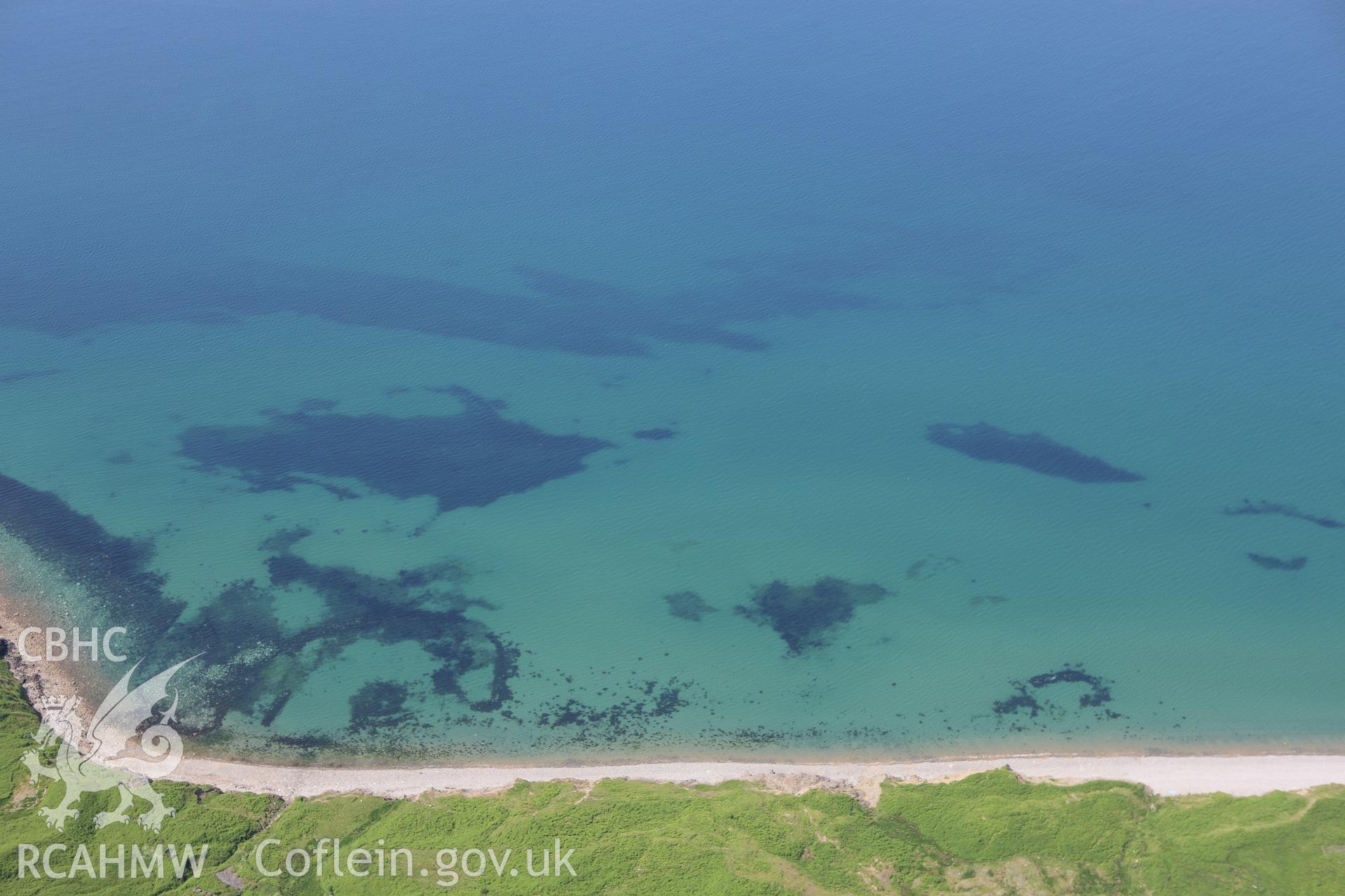 RCAHMW colour oblique aerial photograph of Boulder Bank Fish Trap. Taken on 16 June 2009 by Toby Driver