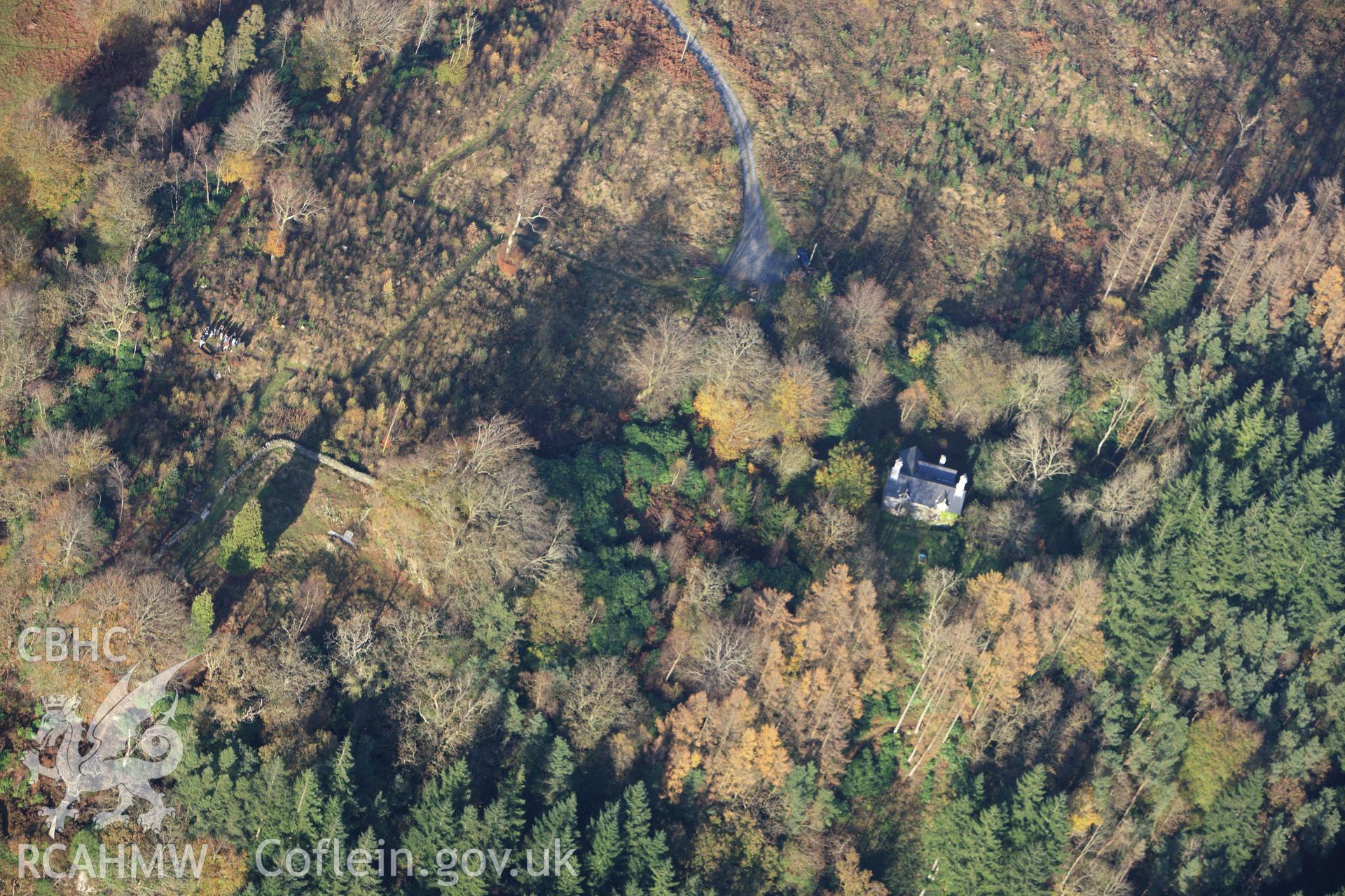 RCAHMW colour oblique aerial photograph of Pen Creigiau House. Taken on 09 November 2009 by Toby Driver