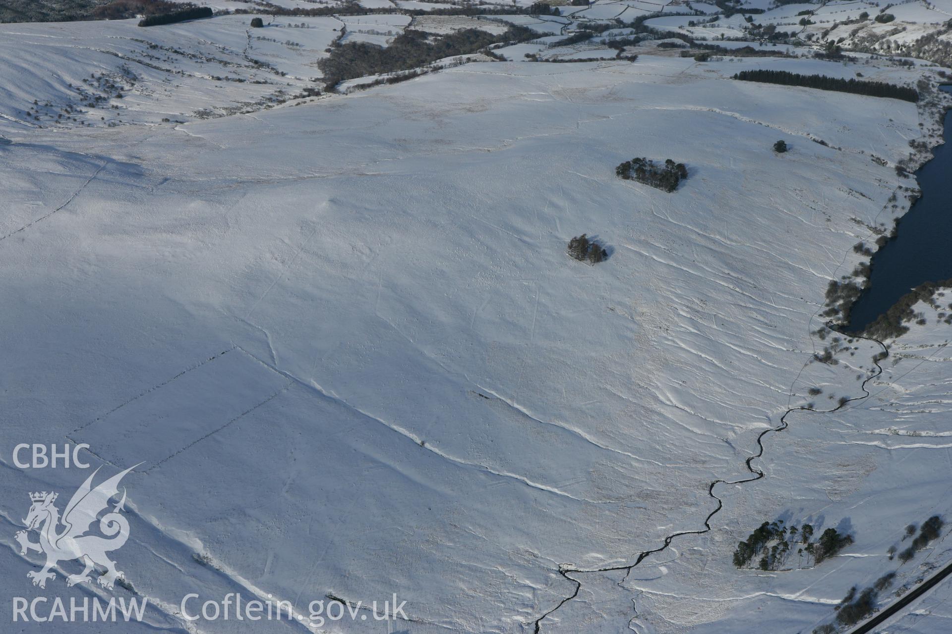 RCAHMW colour oblique photograph of Cefn Cul pillow mounds. Taken by Toby Driver on 06/02/2009.