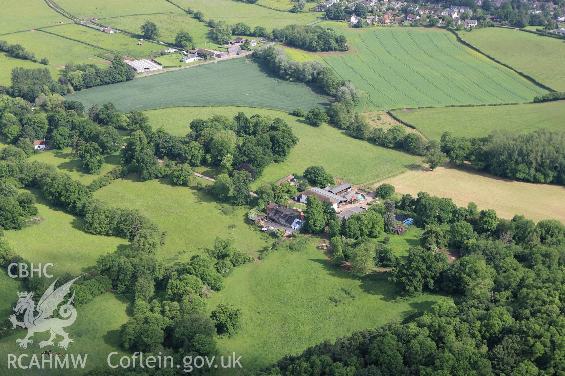 RCAHMW colour oblique aerial photograph of Tregrug Castle, Llangybi. Taken on 11 June 2009 by Toby Driver