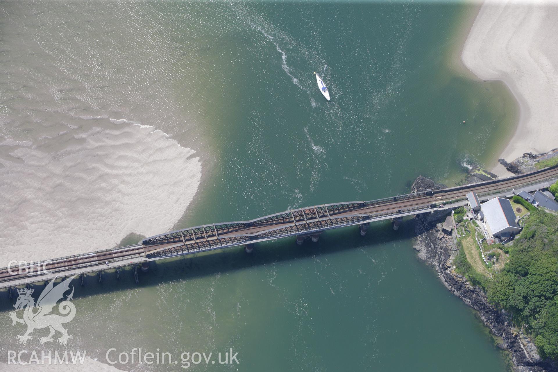 RCAHMW colour oblique aerial photograph of Barmouth Railway Viaduct, Barmouth. Taken on 02 June 2009 by Toby Driver