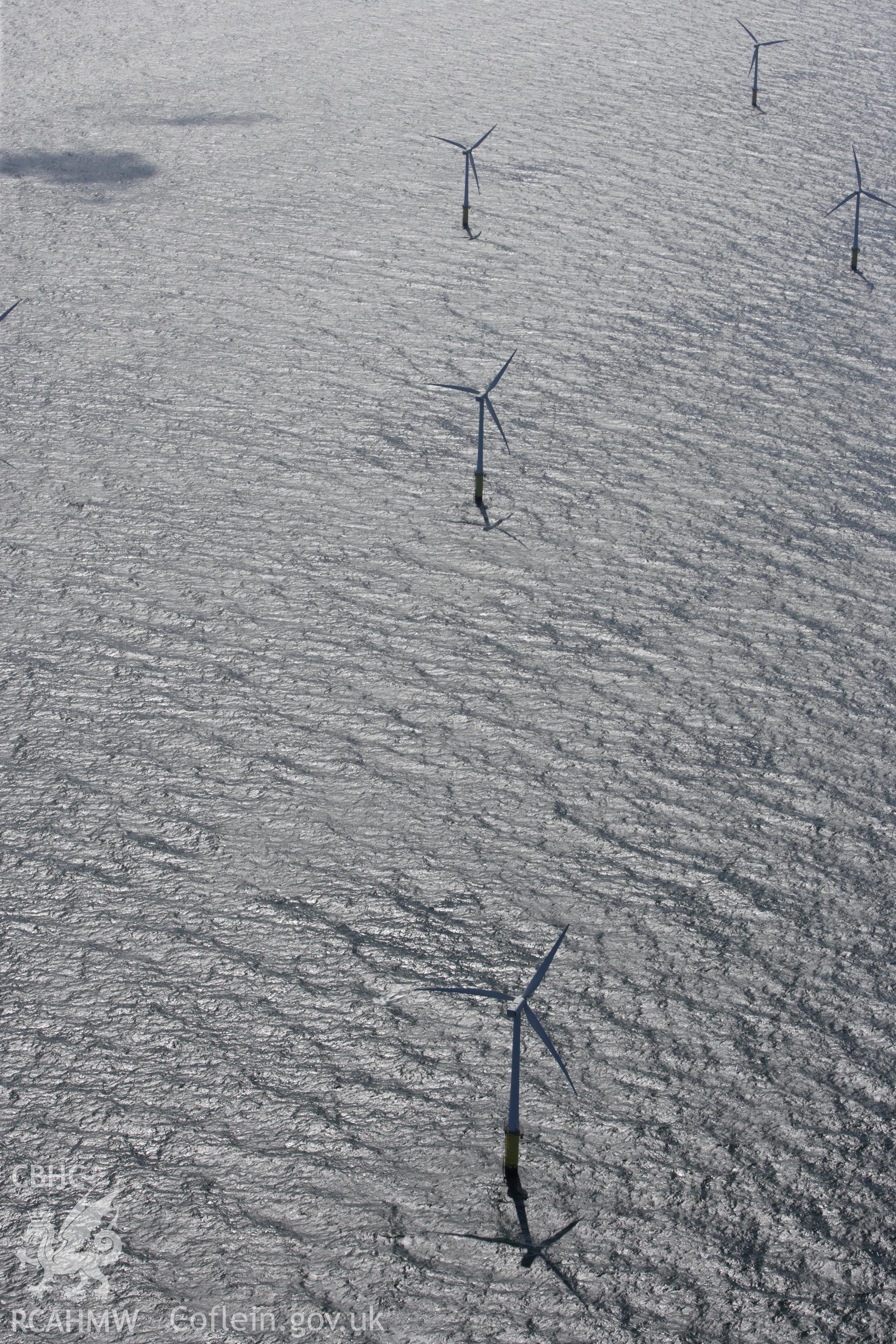 RCAHMW colour oblique aerial photograph of North Hoyle Offshore Windfarm, Prestatyn. Taken on 30 July 2009 by Toby Driver