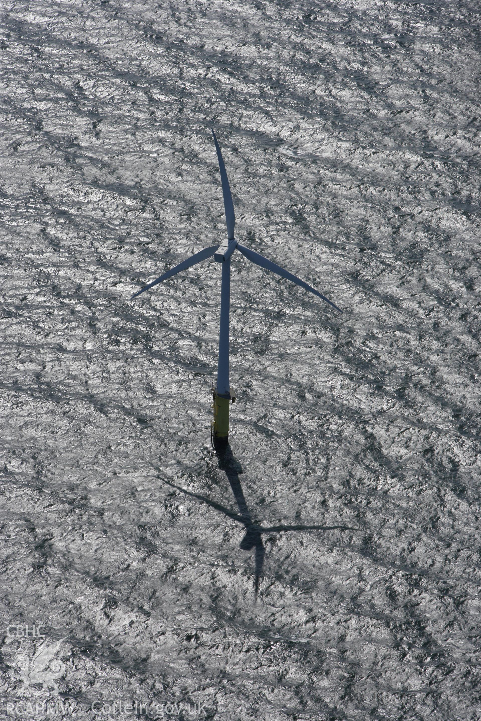 RCAHMW colour oblique aerial photograph of North Hoyle Offshore Windfarm, Prestatyn. Taken on 30 July 2009 by Toby Driver