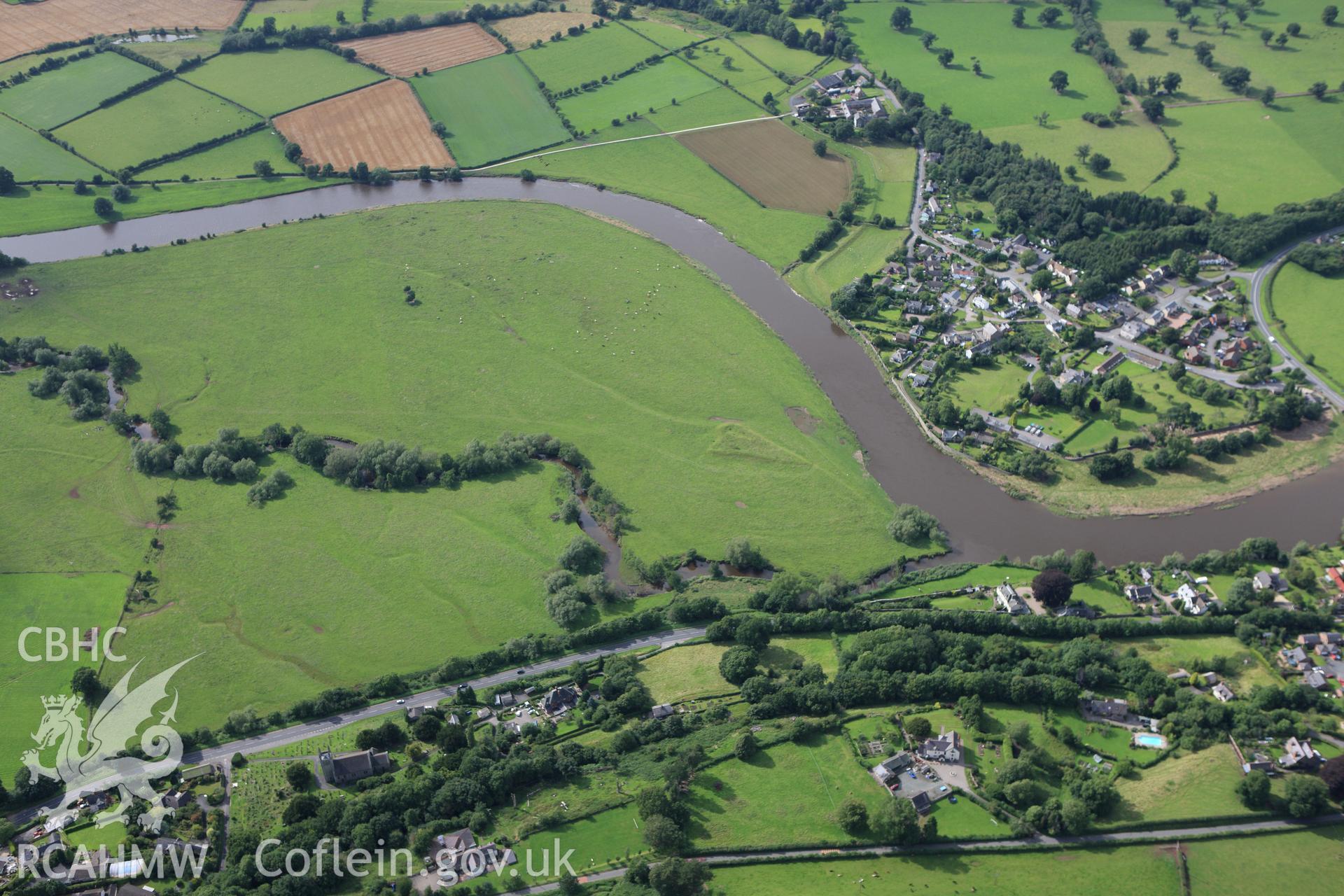 RCAHMW colour oblique aerial photograph of Glasbury Old Church. Taken on 23 July 2009 by Toby Driver