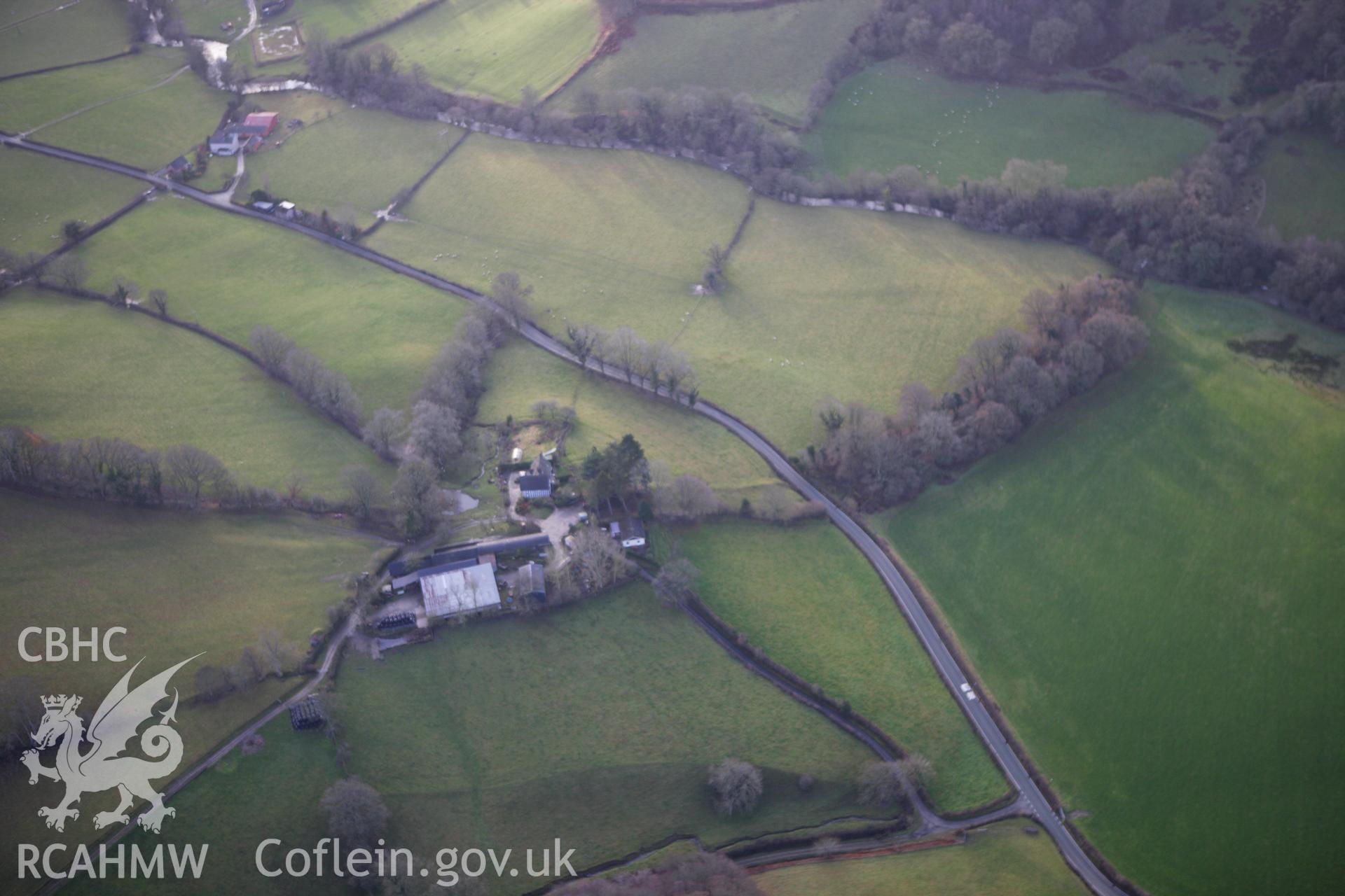 RCAHMW colour oblique aerial photograph of Aber Bechan Dyke. Taken on 10 December 2009 by Toby Driver